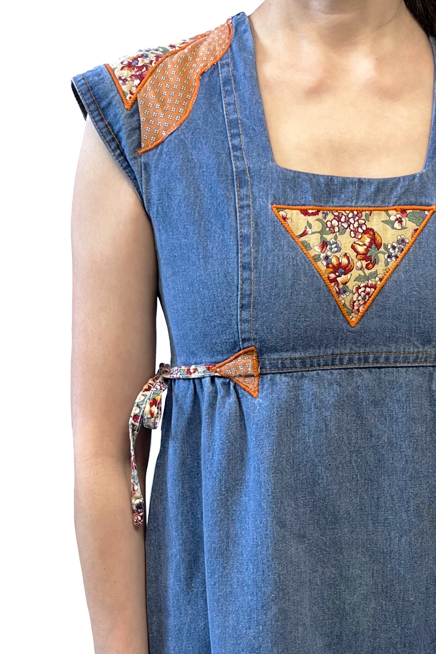 Vintage 70's Infinity Denim Patchwork Appliqué Dress - Anna Sui Discount