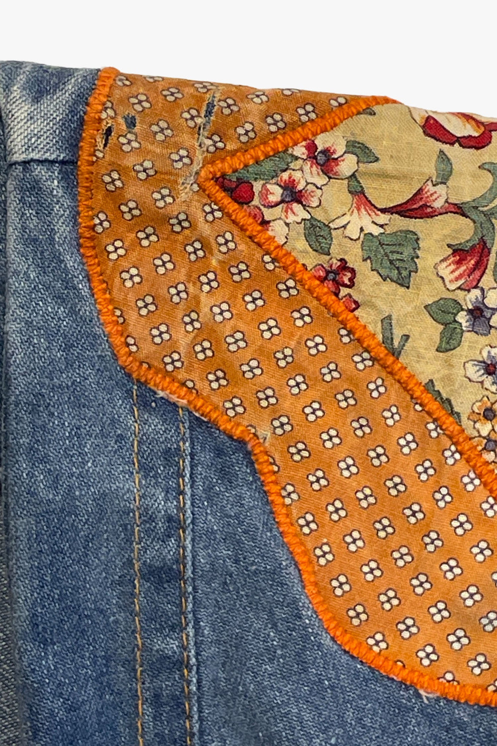 Vintage 70's Infinity Denim Patchwork Appliqué Dress - Anna Sui Discount