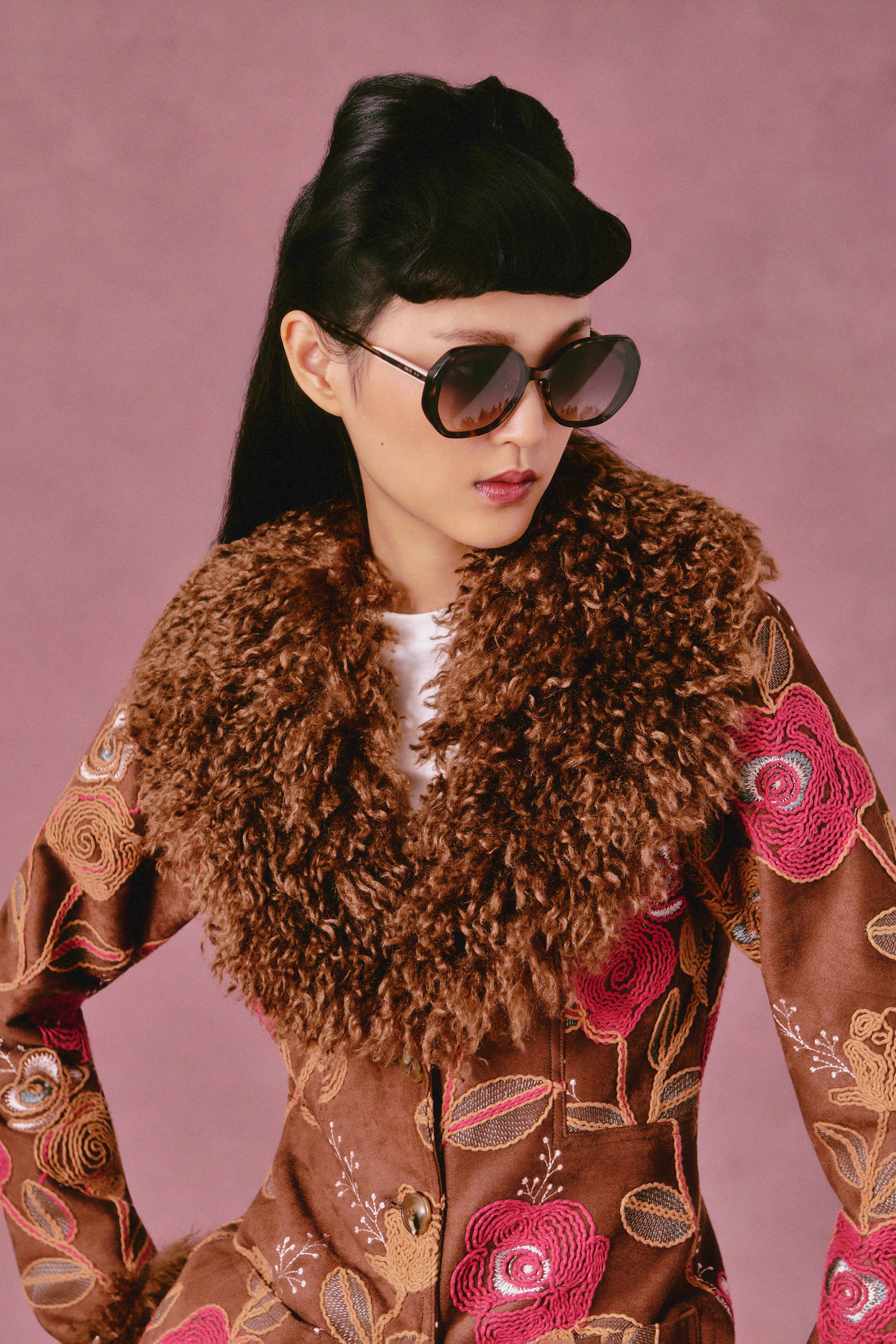 Poiret Rose Embroidered Faux Suede Faux Fur Trim Jacket - Anna Sui Outlet