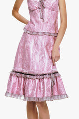 Crushed Satin Ruffle Midi Skirt - Anna Sui Outlet