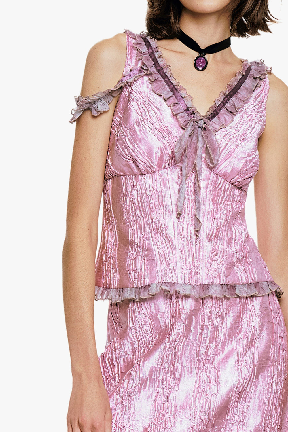 Crushed Satin Bow Top - Anna Sui Online
