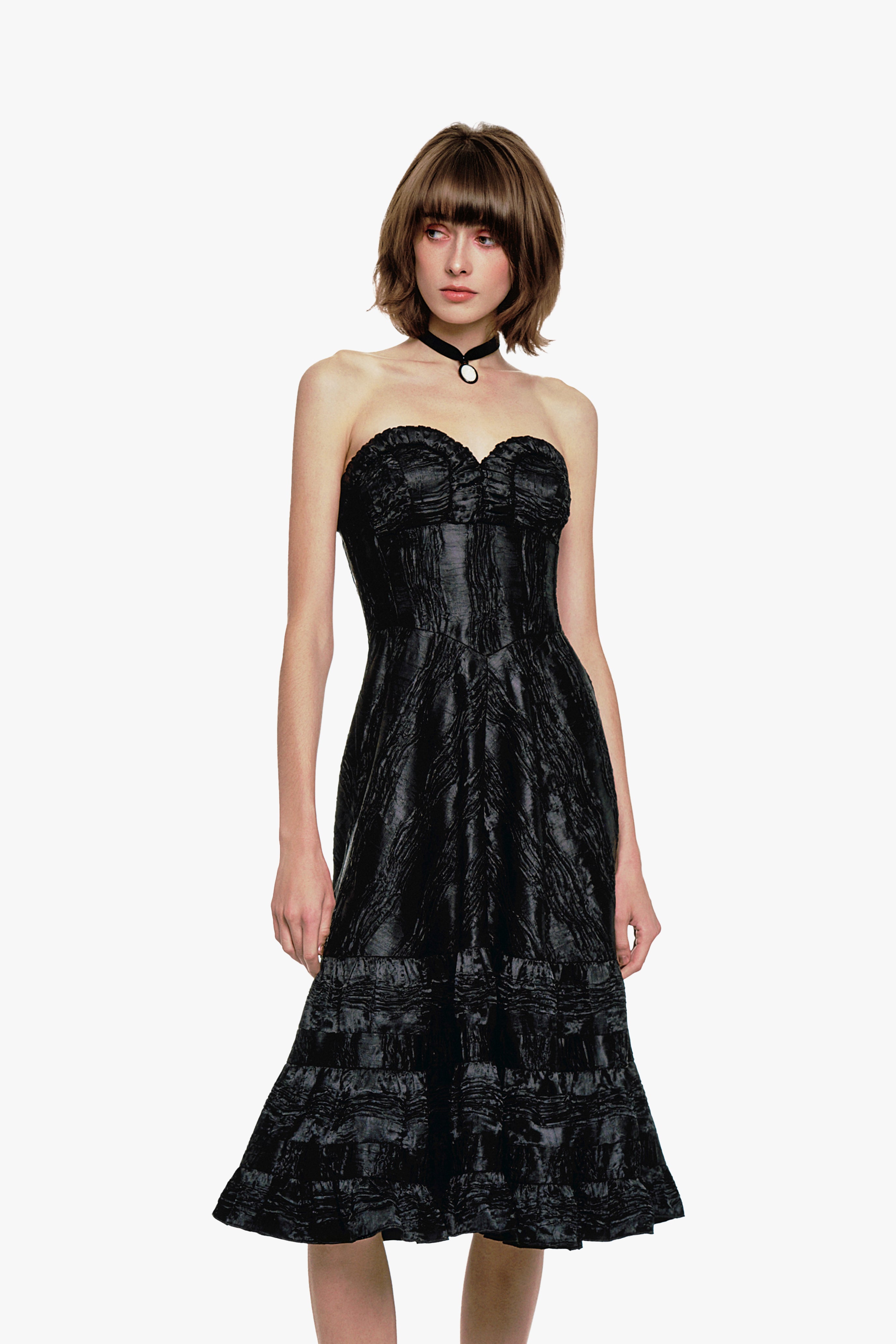 Crushed Satin Sweetheart Dress - Anna Sui Sale