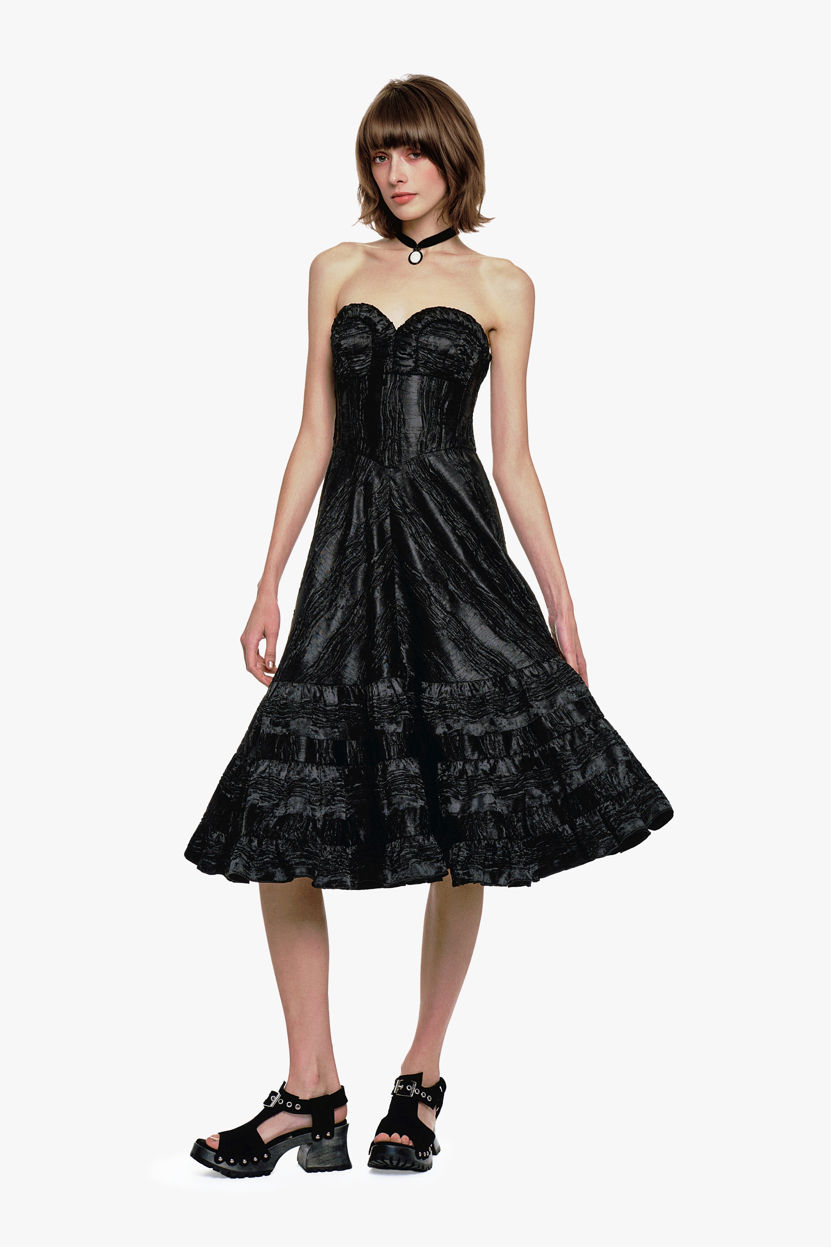 Crushed Satin Sweetheart Dress - Anna Sui Sale
