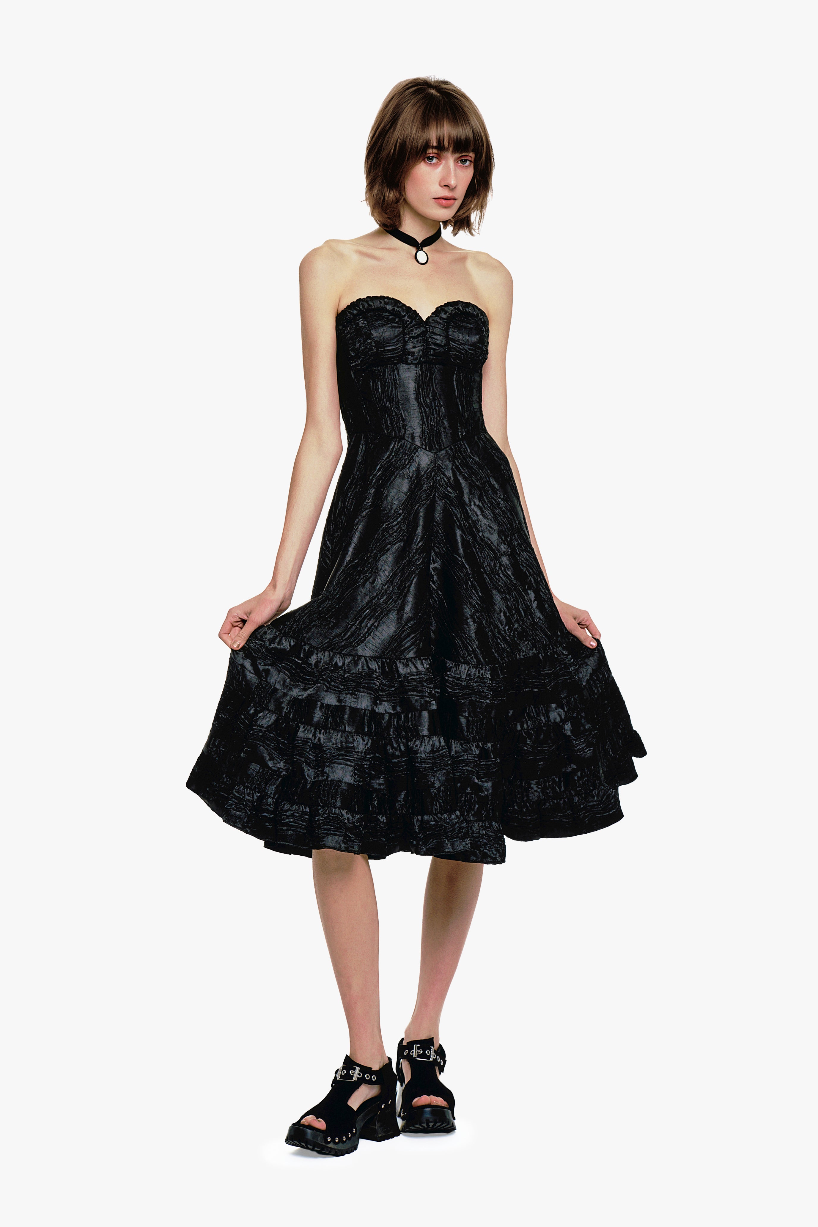 Crushed Satin Sweetheart Dress - Anna Sui Sale