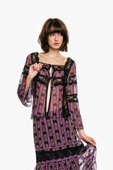 Cameo Stripe Print Tie Blouse - Anna Sui Sale