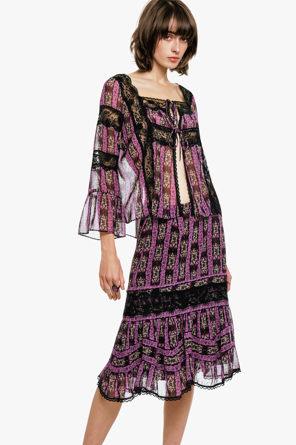 Cameo Stripe Print Tie Blouse - Anna Sui Sale