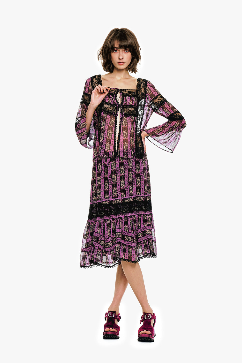 Cameo Stripe Print Tie Blouse - Anna Sui Sale