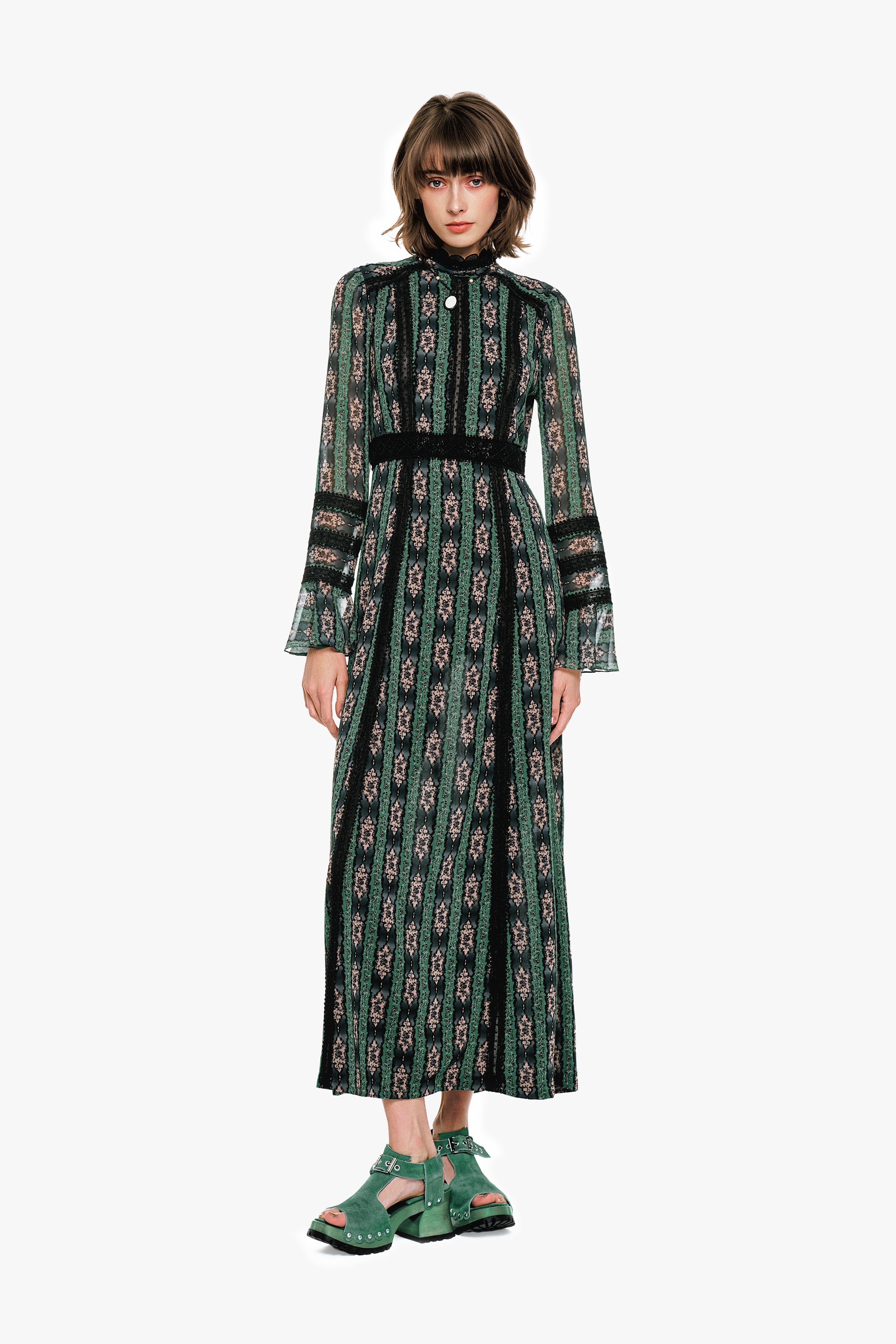 Cameo Stripe Print Maxi Dress - Anna Sui Outlet