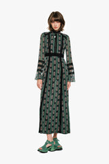 Cameo Stripe Print Maxi Dress - Anna Sui Outlet