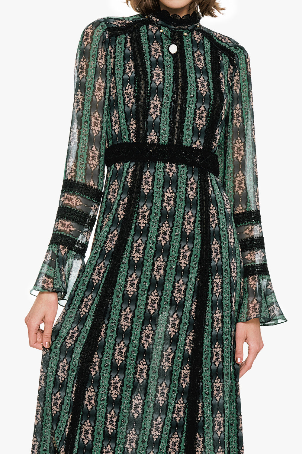 Cameo Stripe Print Maxi Dress - Anna Sui Outlet
