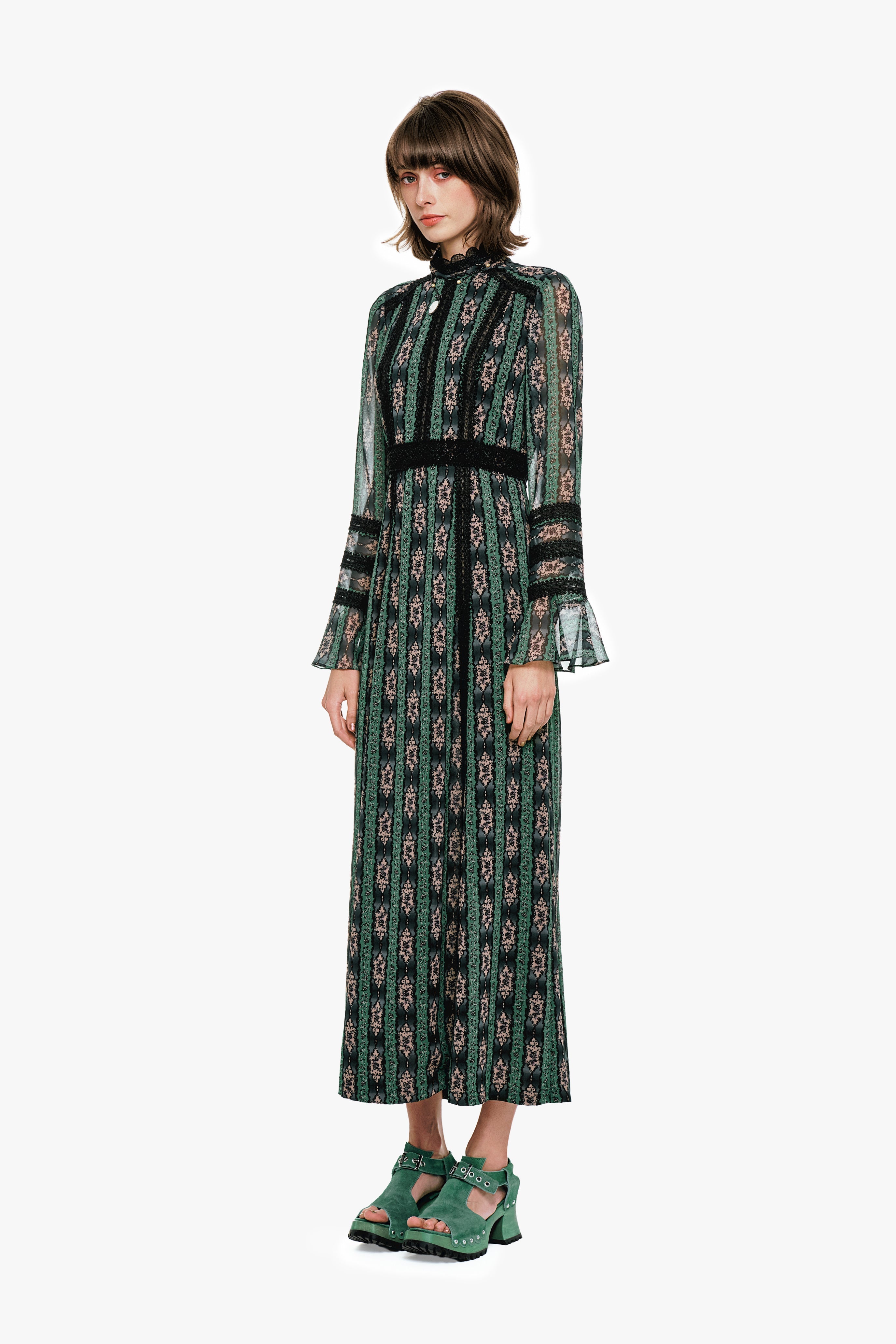 Cameo Stripe Print Maxi Dress - Anna Sui Outlet