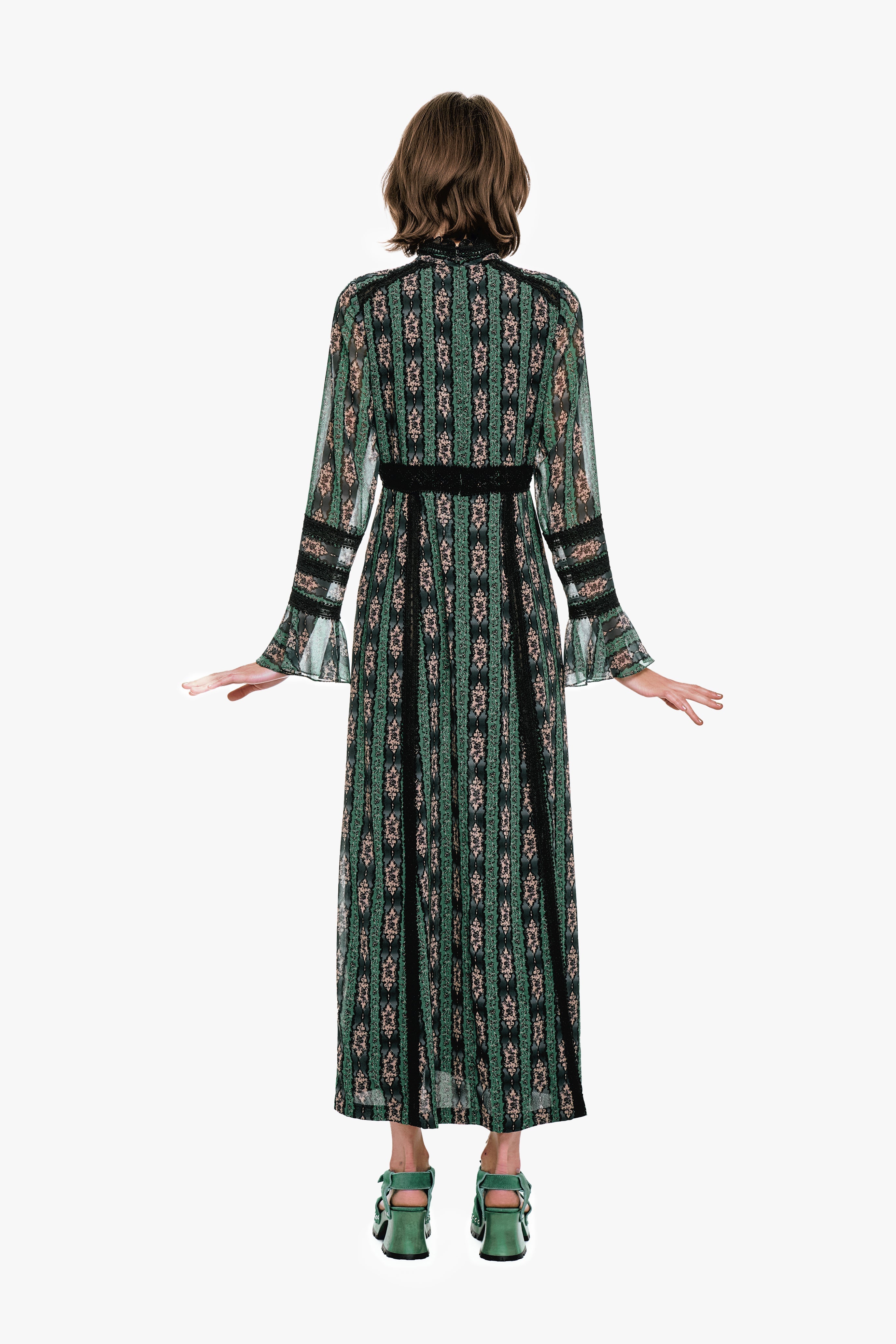 Cameo Stripe Print Maxi Dress - Anna Sui Outlet