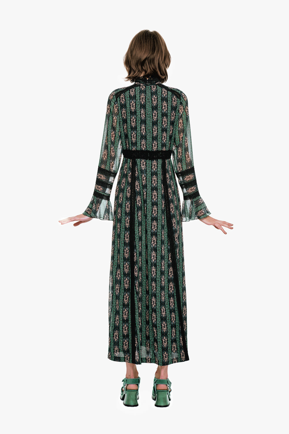 Cameo Stripe Print Maxi Dress - Anna Sui Outlet