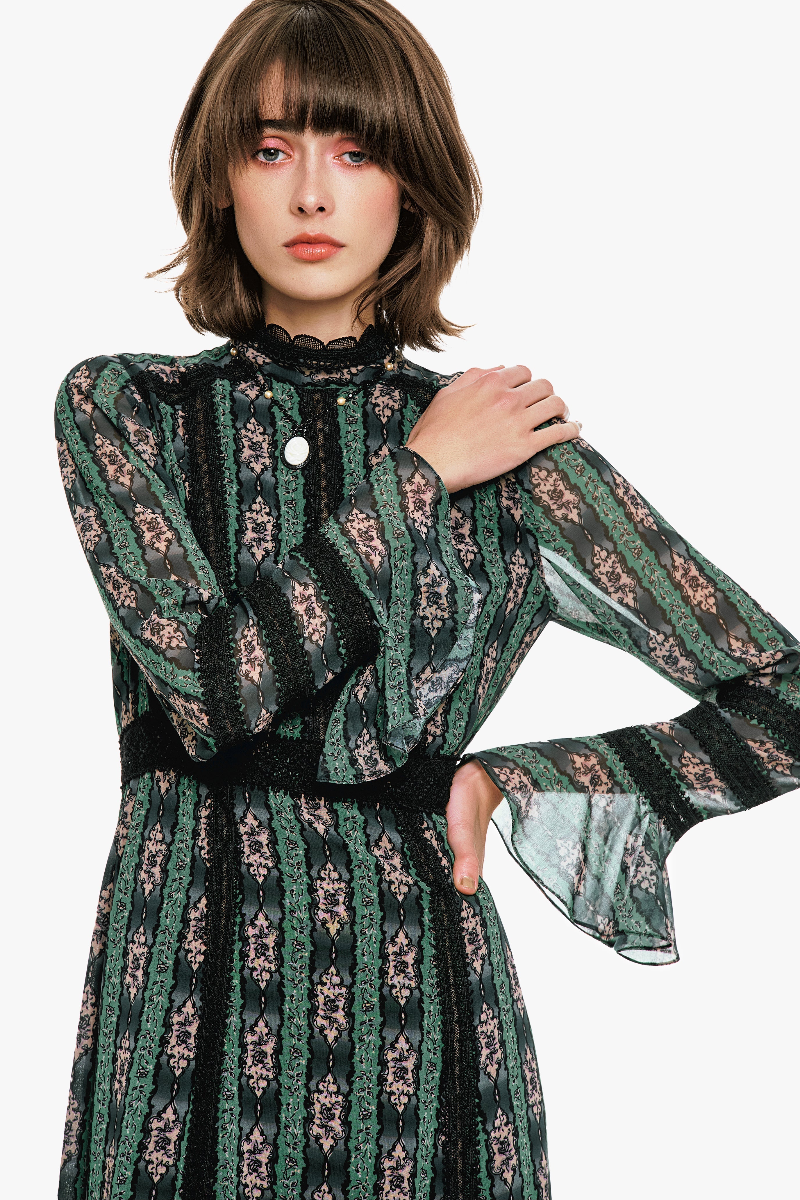 Cameo Stripe Print Maxi Dress - Anna Sui Outlet