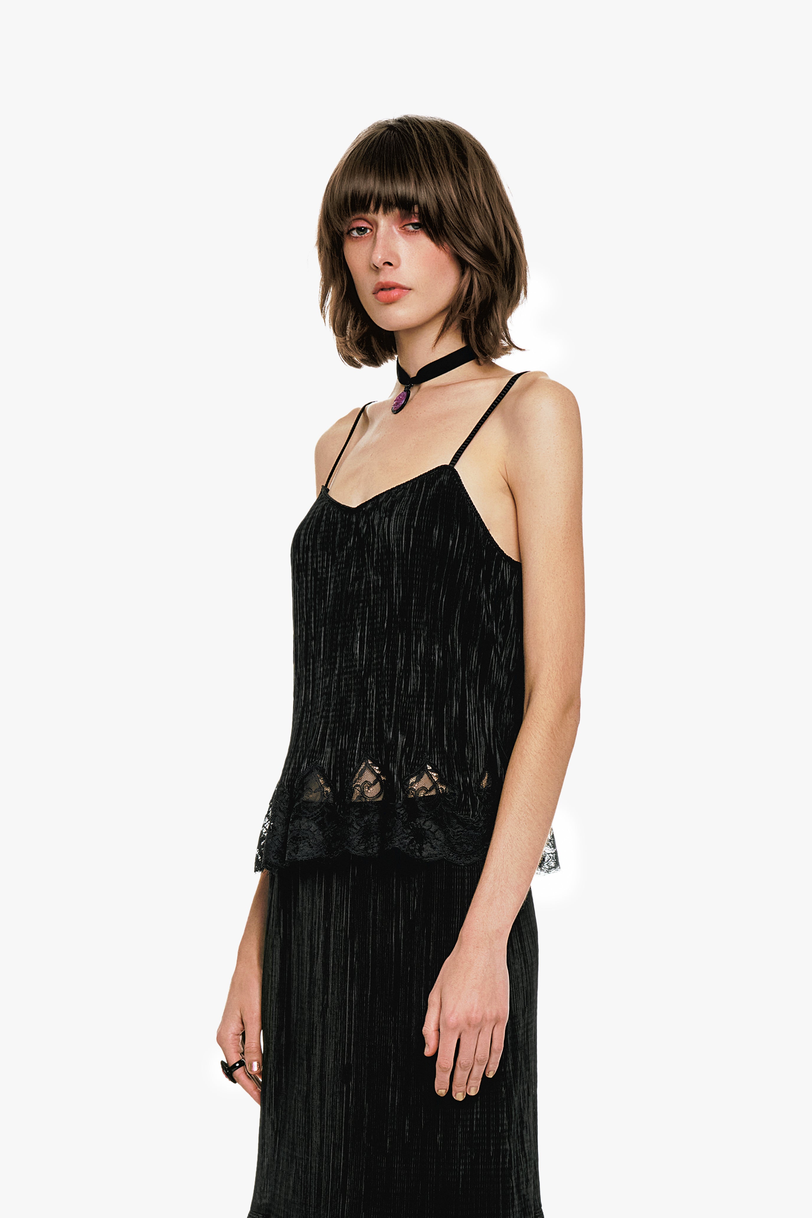 Plissé Lace Trimmed Cami Top - Anna Sui Discount
