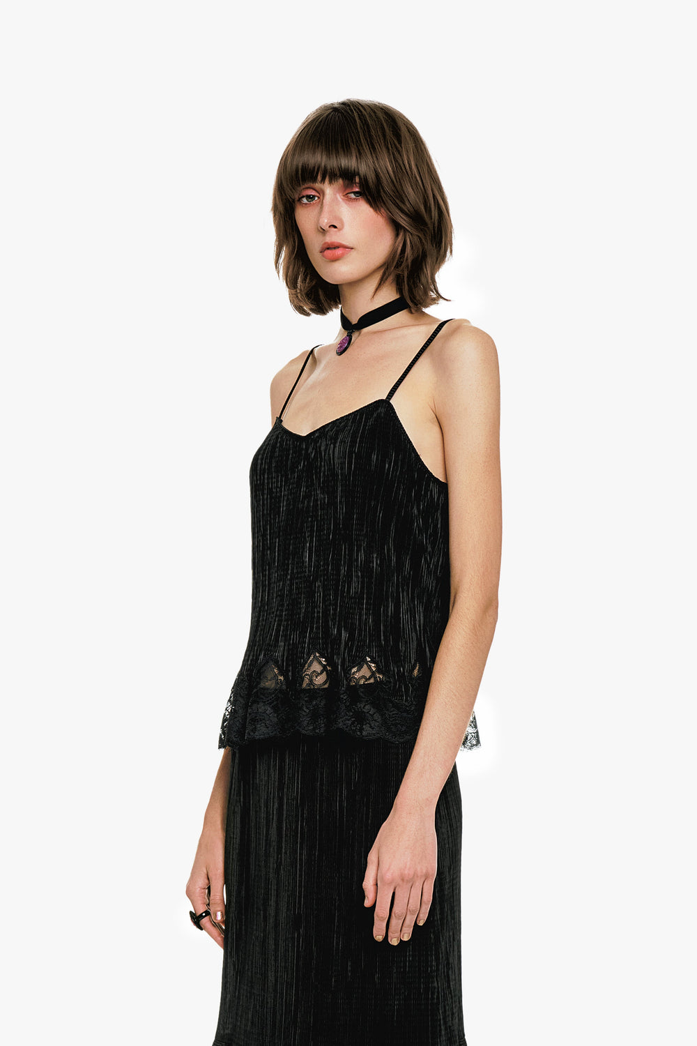 Plissé Lace Trimmed Cami Top - Anna Sui Discount