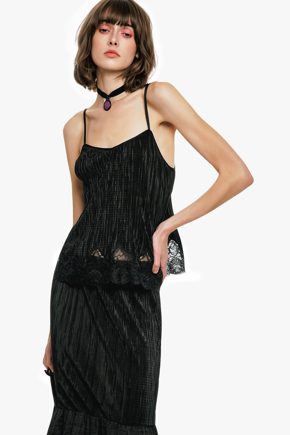 Plissé Lace Trimmed Cami Top - Anna Sui Discount