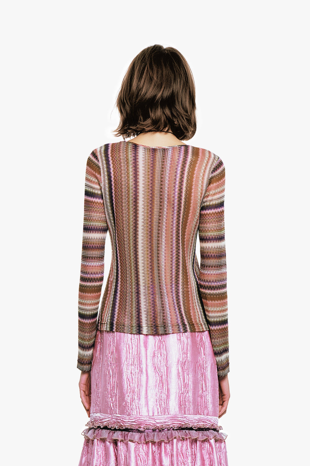 Wavy Chevron Knit Long Sleeve Stripe Top - Anna Sui Outlet