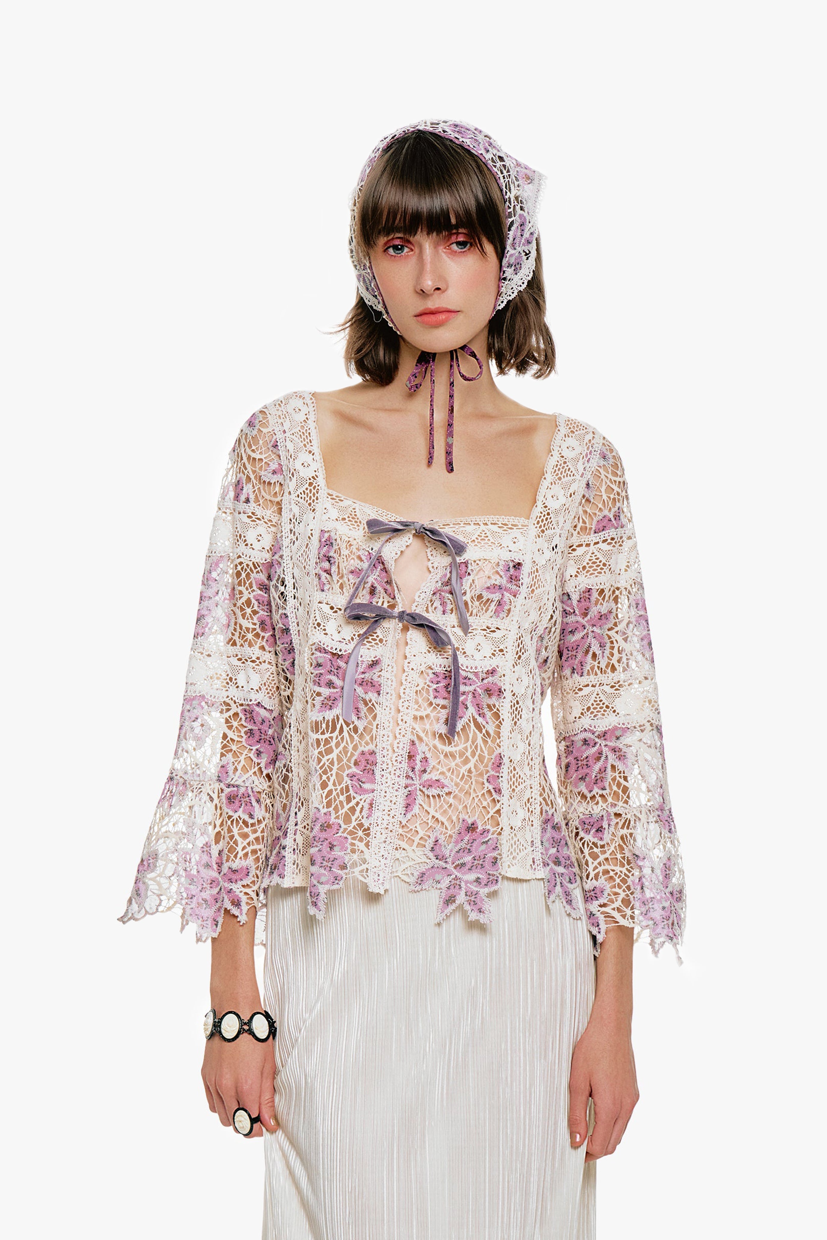Medallion Floral Lace Tie Blouse - Anna Sui Sale