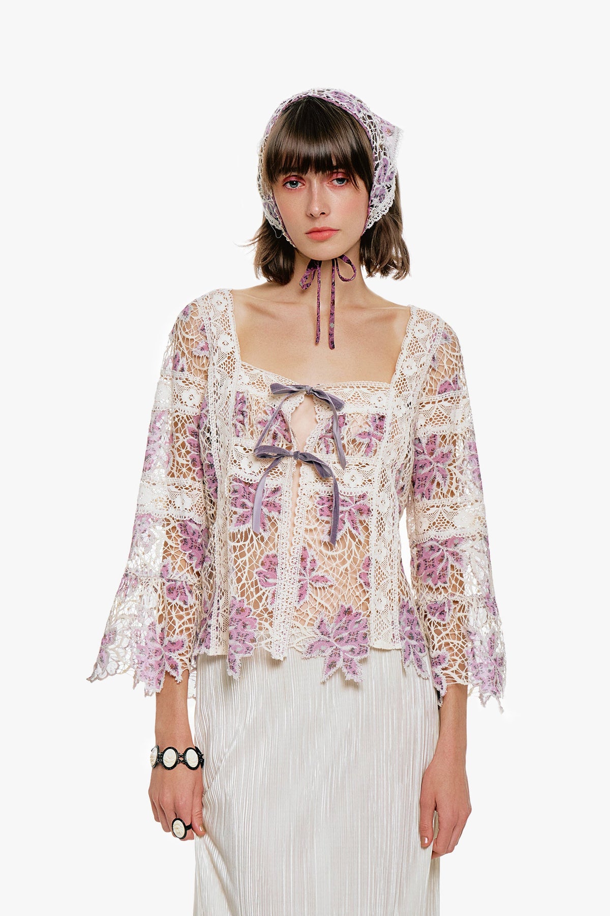 Medallion Floral Lace Tie Blouse - Anna Sui Sale