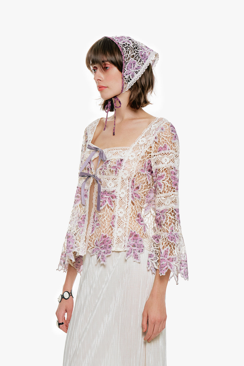 Medallion Floral Lace Tie Blouse - Anna Sui Sale
