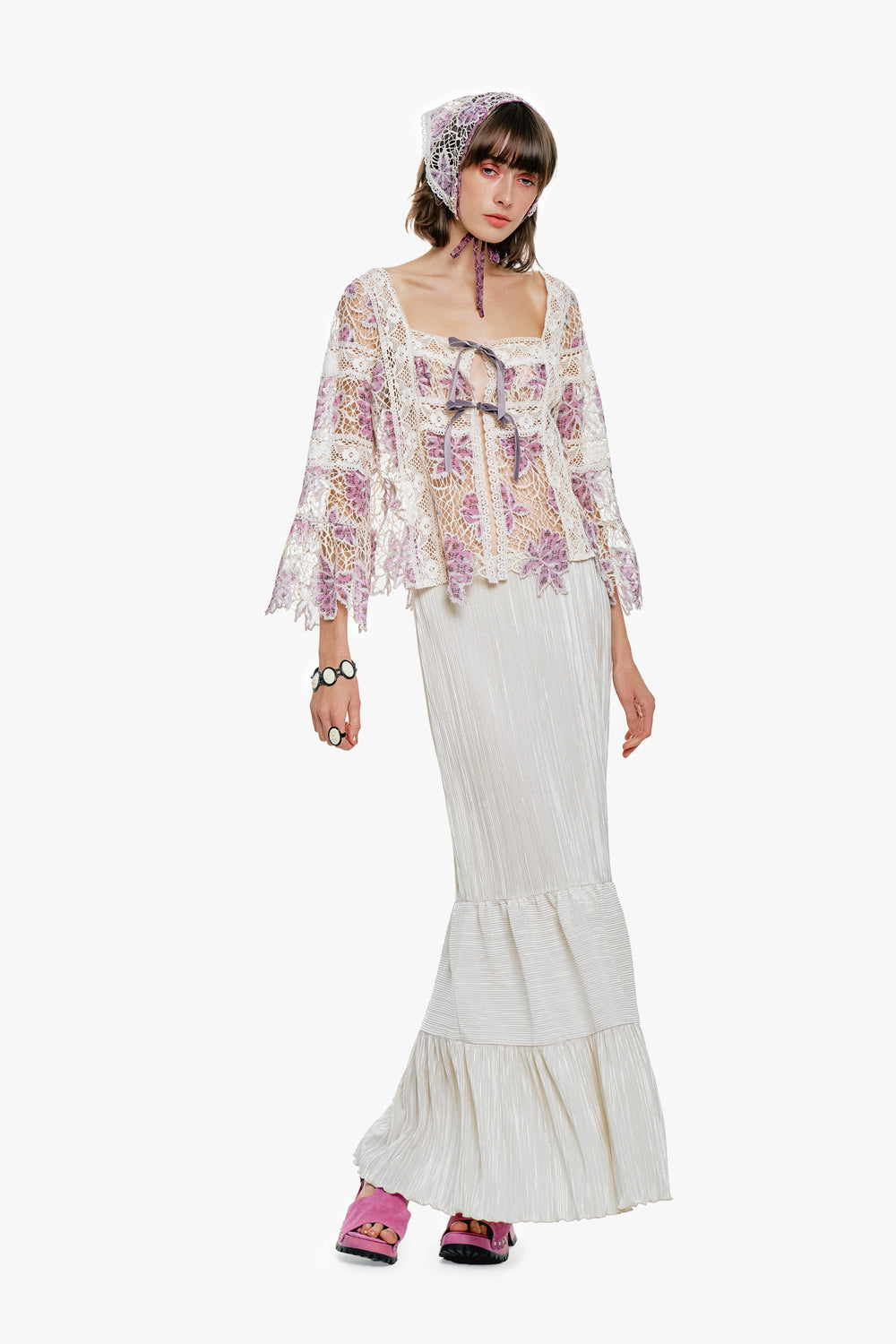 Medallion Floral Lace Tie Blouse - Anna Sui Sale