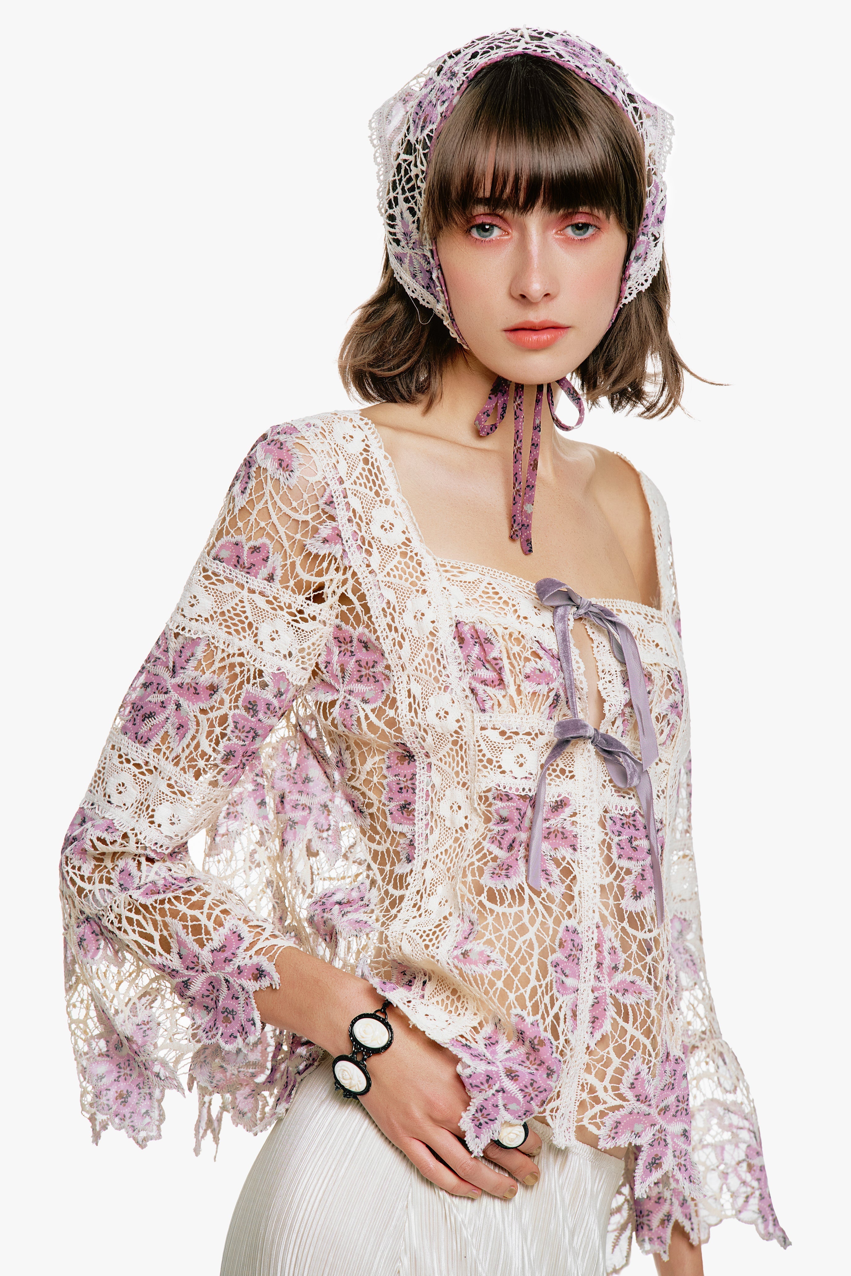 Medallion Floral Lace Tie Blouse - Anna Sui Sale
