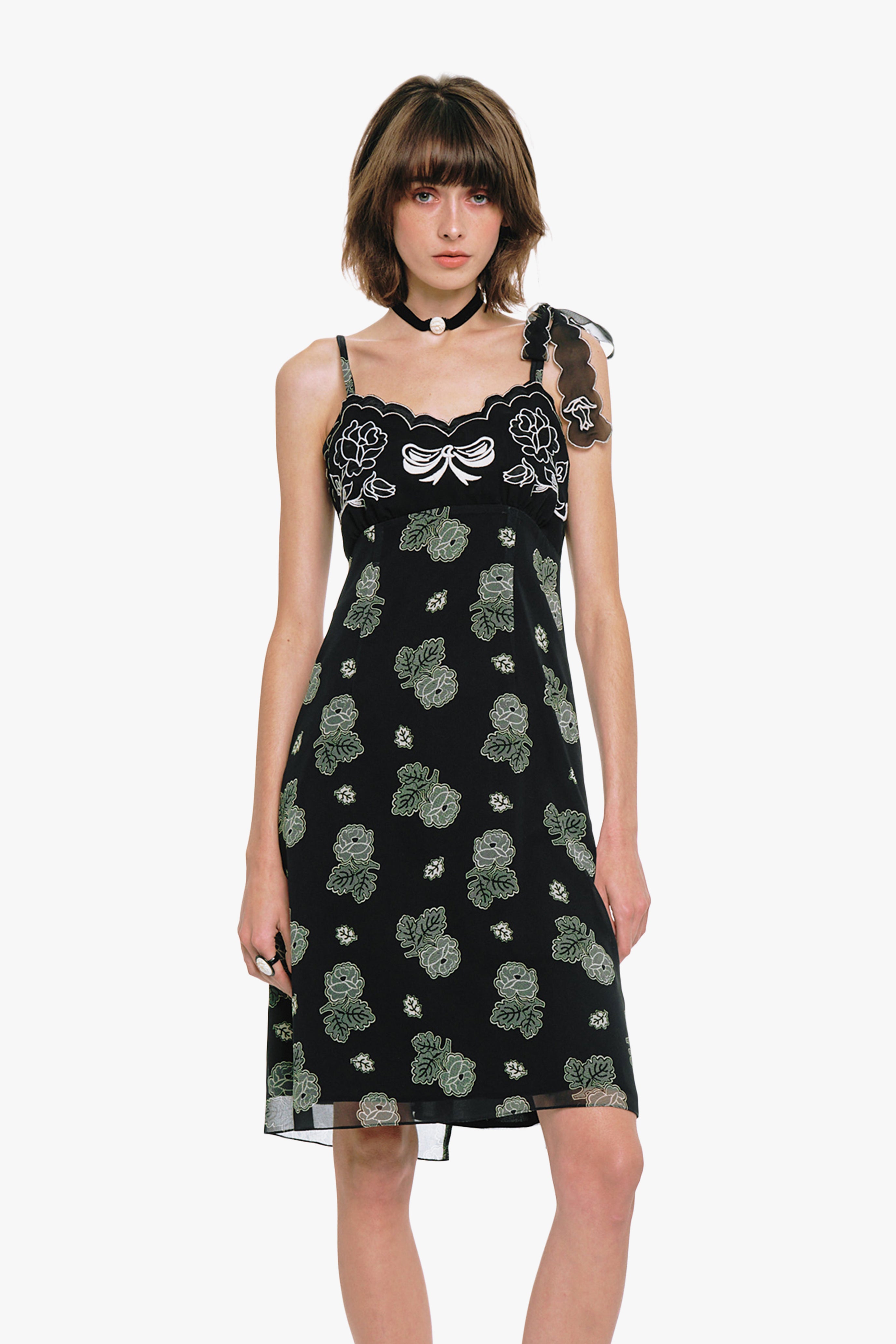 Sketch Roses Chiffon Embroidery Slip Dress - Anna Sui Sale