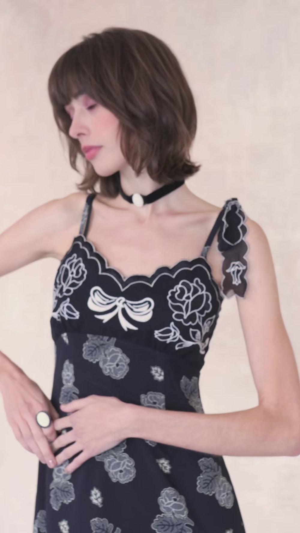 Sketch Roses Chiffon Embroidery Slip Dress - Anna Sui Sale
