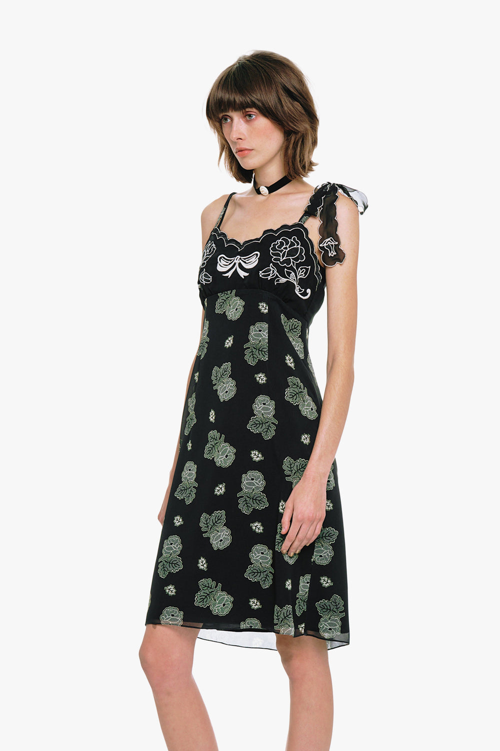 Sketch Roses Chiffon Embroidery Slip Dress - Anna Sui Sale