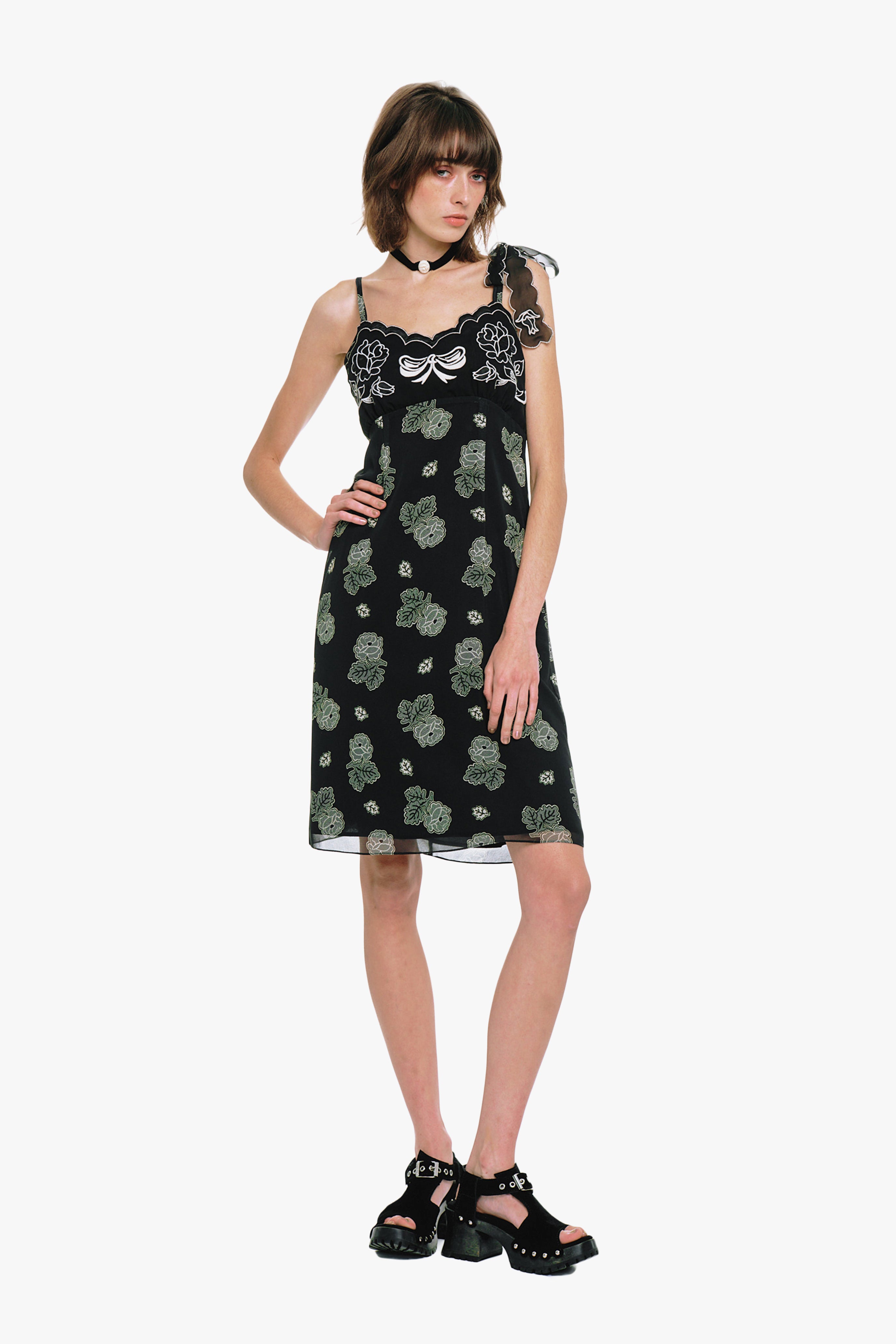 Sketch Roses Chiffon Embroidery Slip Dress - Anna Sui Sale