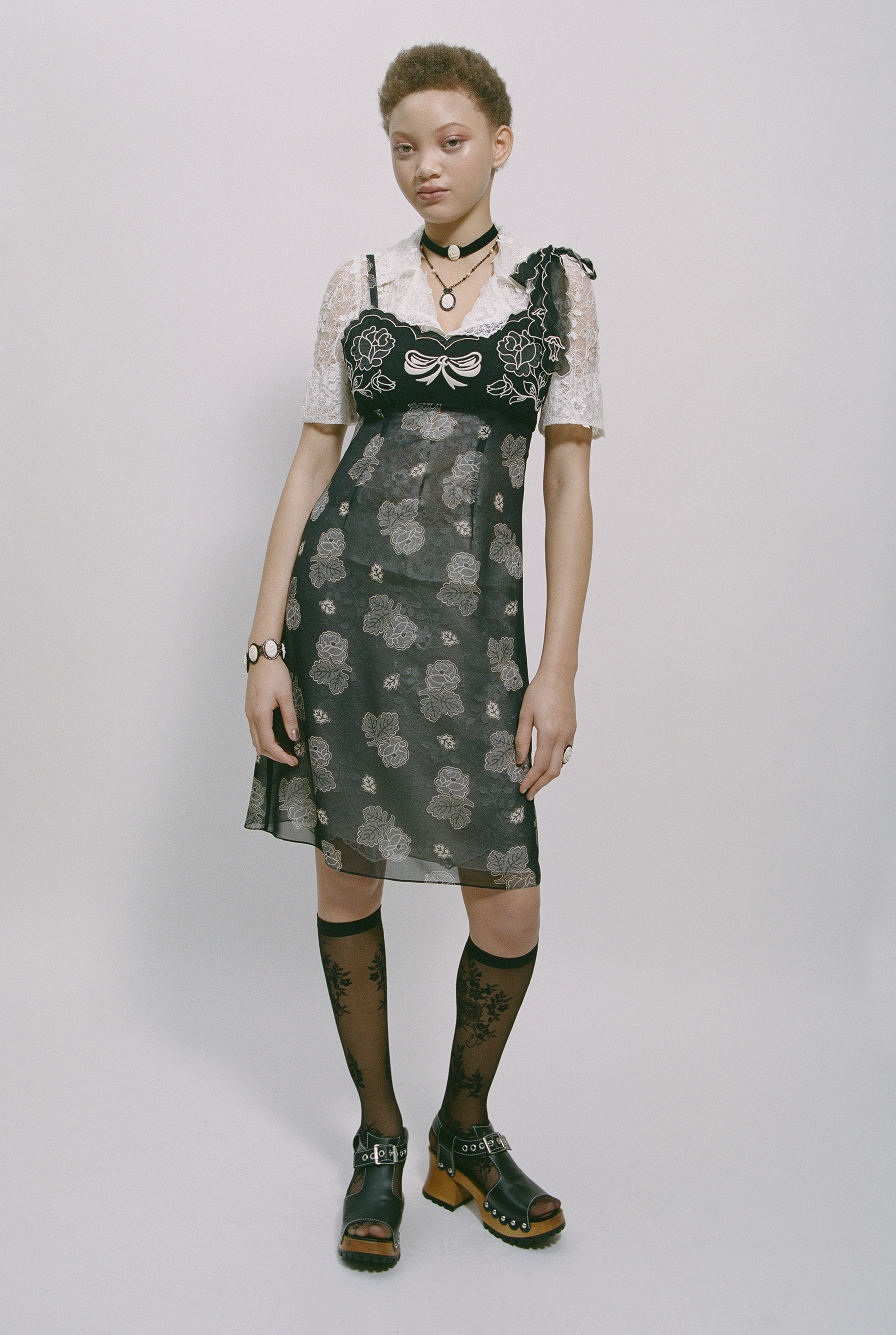 Sketch Roses Chiffon Embroidery Slip Dress - Anna Sui Sale