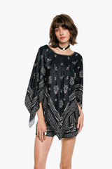 Ribbon Handkerchief Satin Print Poncho - Anna Sui US