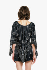 Ribbon Handkerchief Satin Print Poncho - Anna Sui US