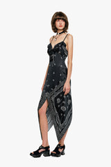 Ribbon Handkerchief Satin Print Dress - Anna Sui Online