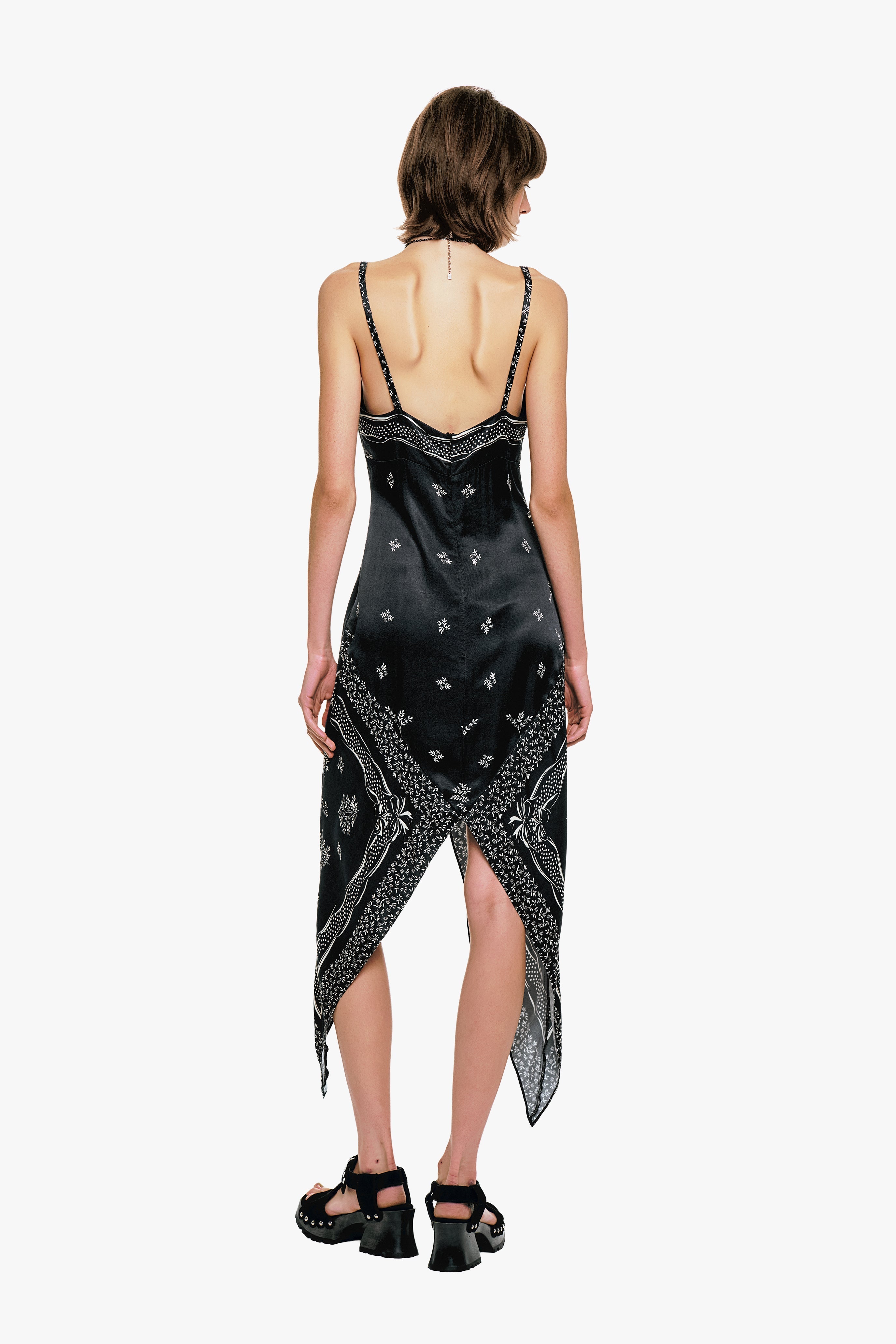 Ribbon Handkerchief Satin Print Dress - Anna Sui Online