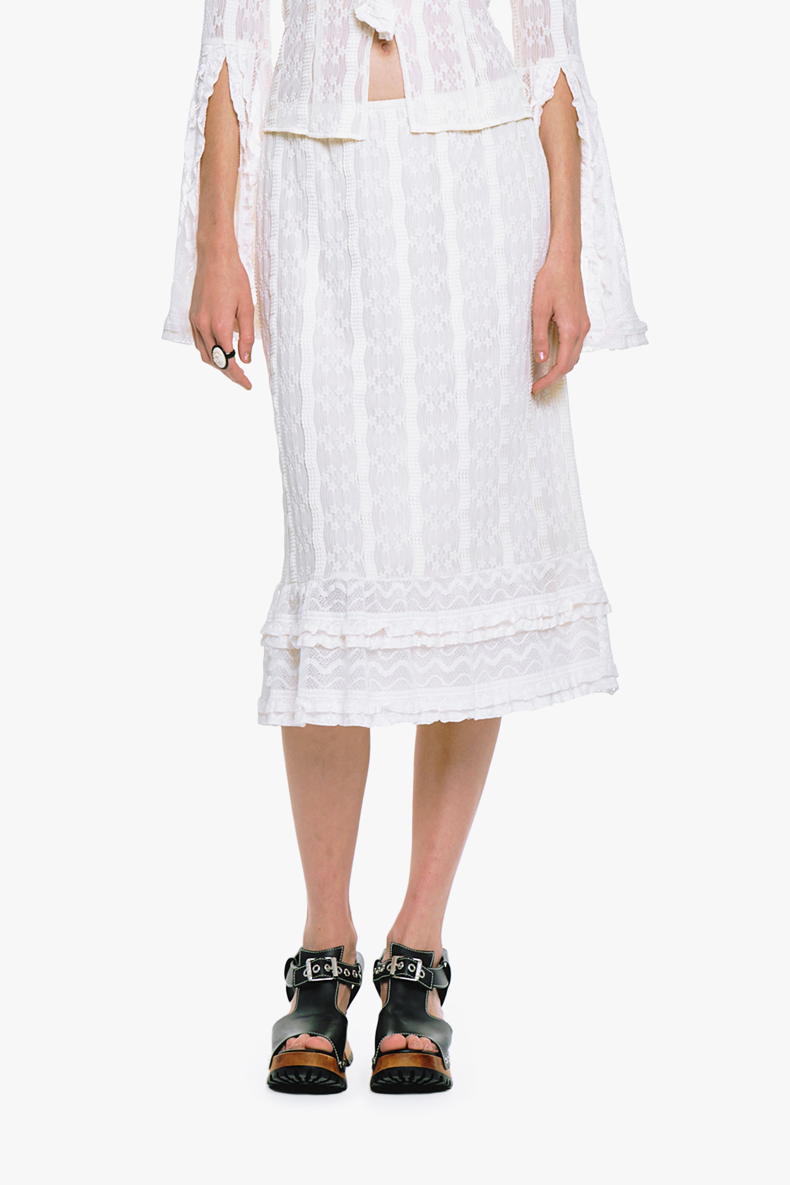 Floral Ruffle Stretch Lace Skirt - Anna Sui Discount