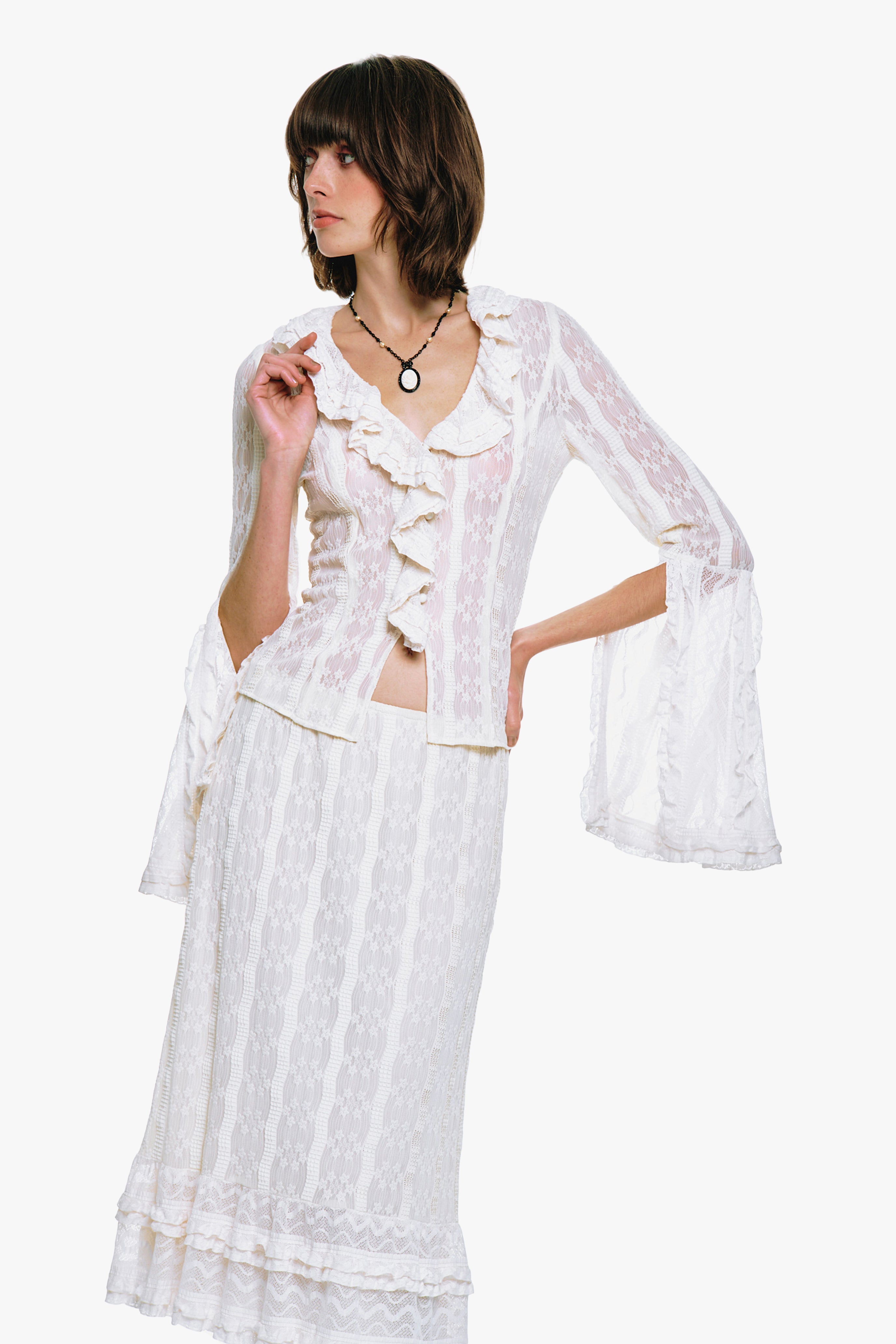 Floral Ruffle Stretch Lace Skirt - Anna Sui Discount