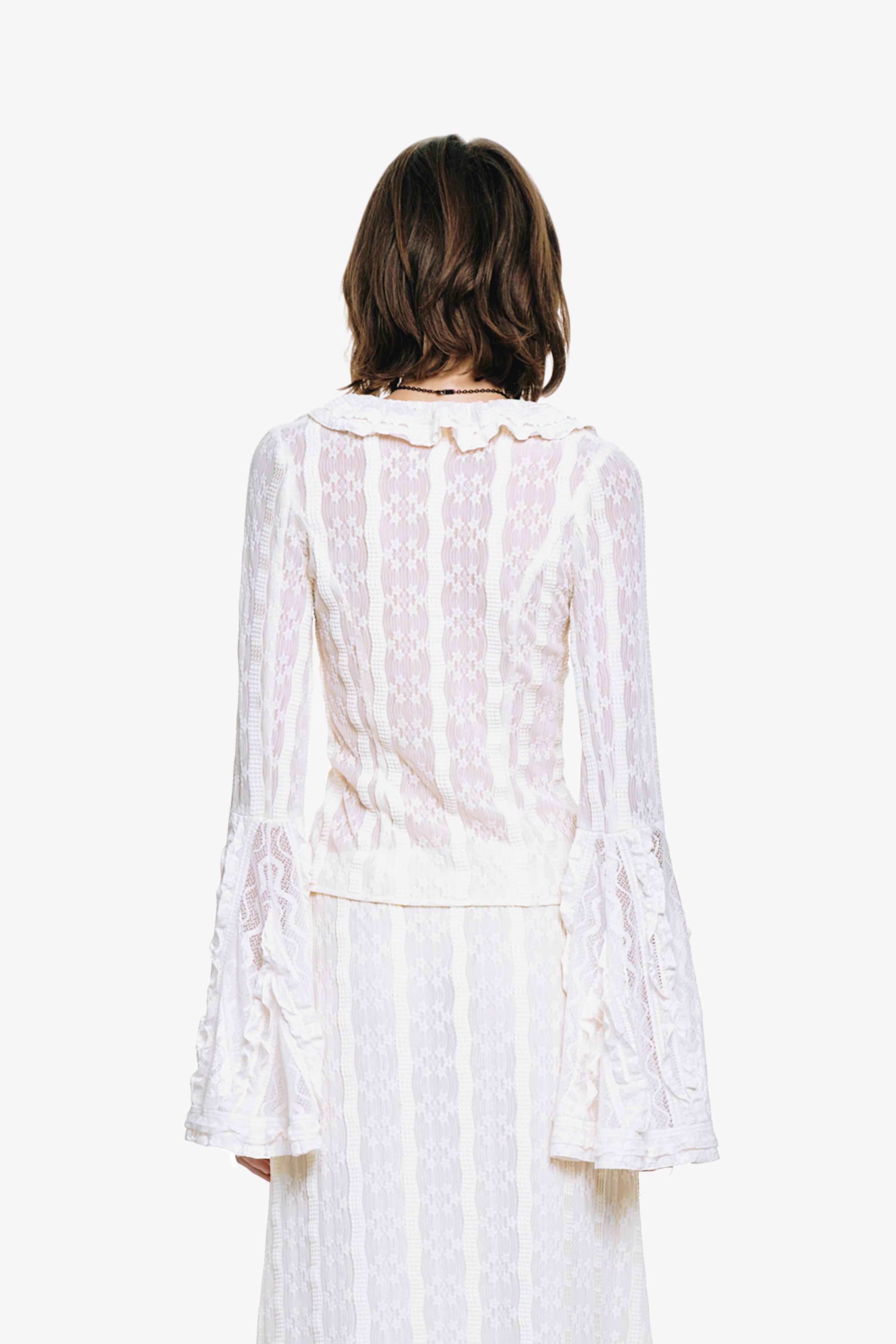 Floral Ruffle Stretch Lace Blouse - Anna Sui Discount