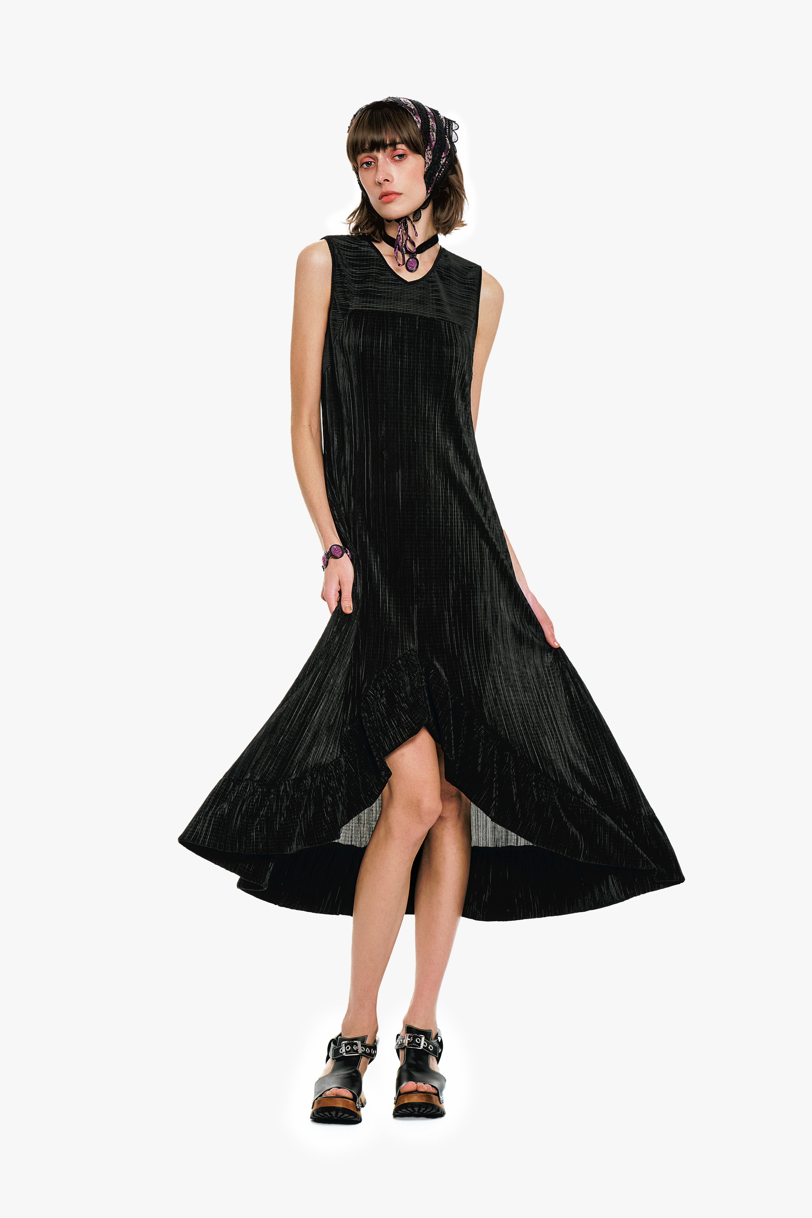 Plissé Hi-Low Dress - Anna Sui Discount