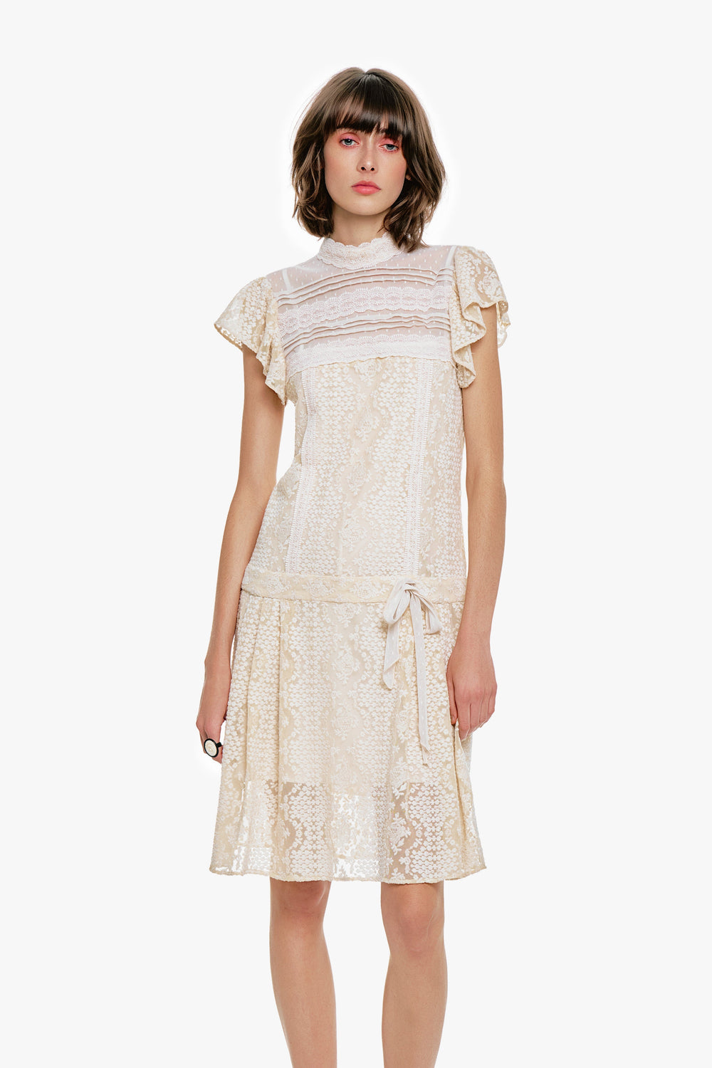 Victorian Lace Combo Drop Waist Dress - Anna Sui US