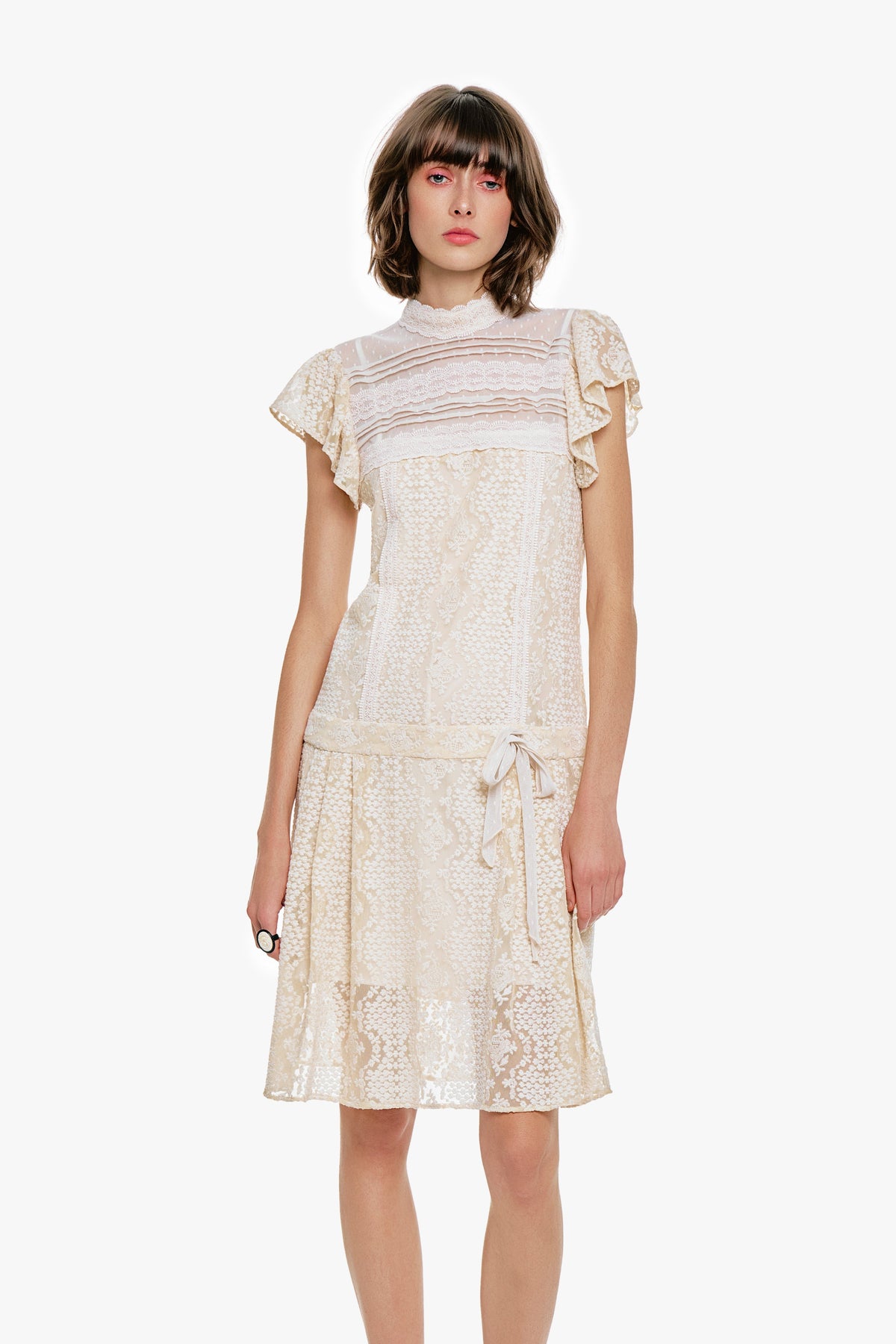 Victorian Lace Combo Drop Waist Dress - Anna Sui US