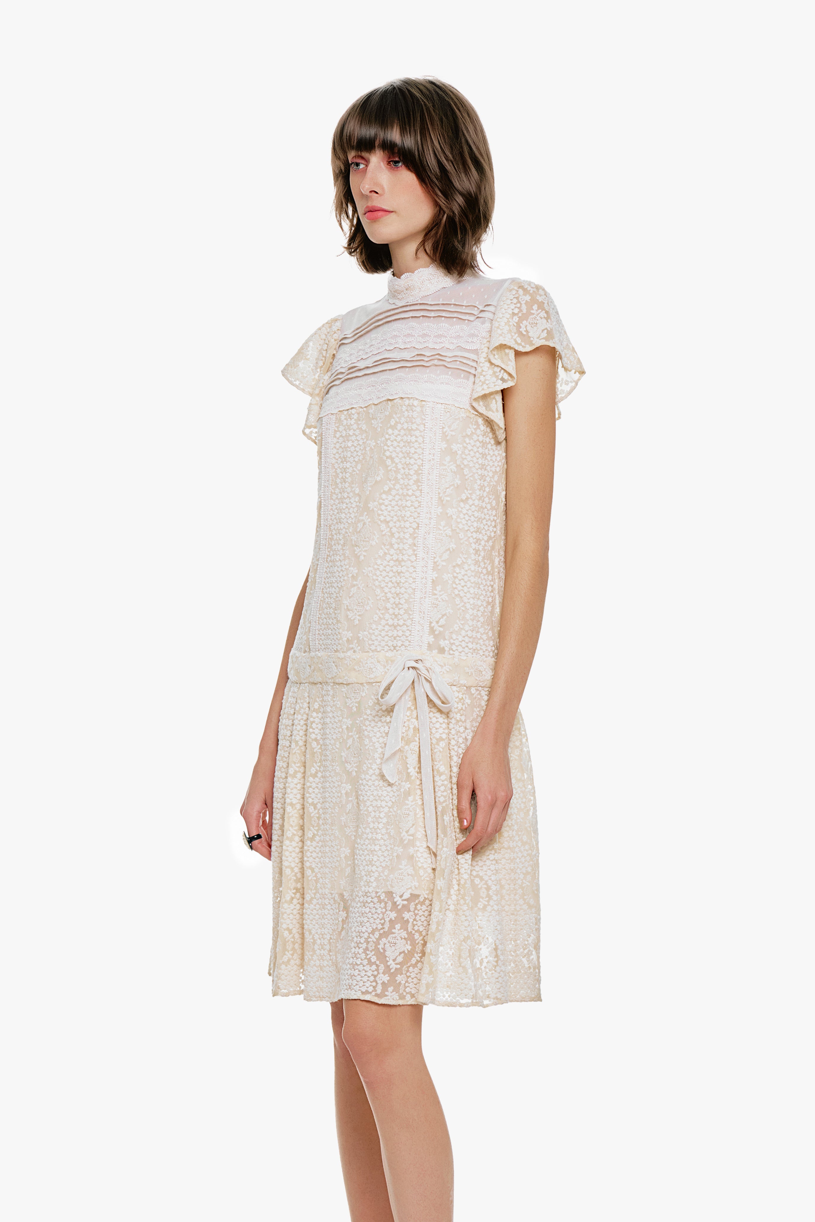 Victorian Lace Combo Drop Waist Dress - Anna Sui US