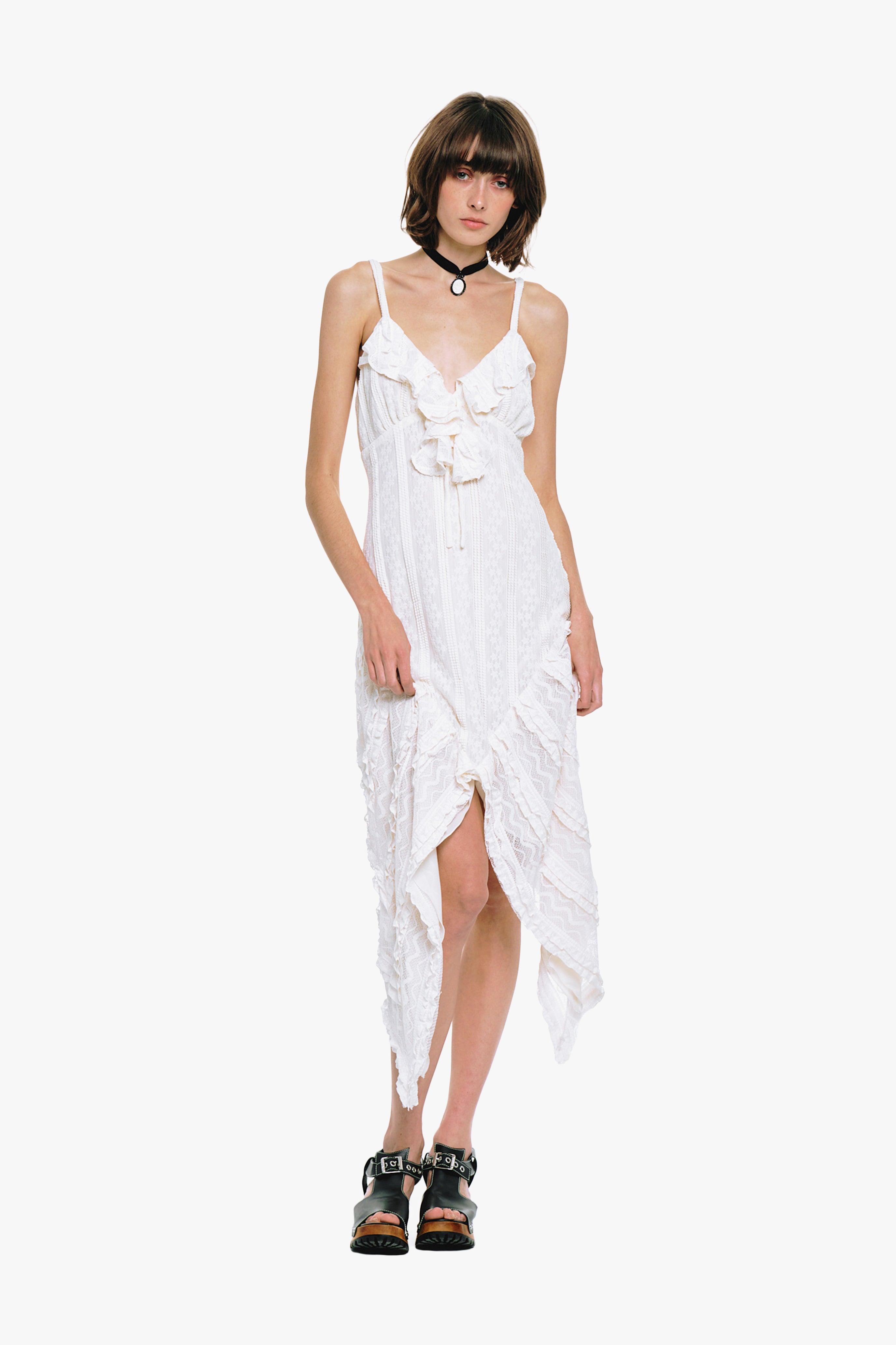 Floral Ruffle Stretch Lace Handkerchief Dress - Anna Sui Discount