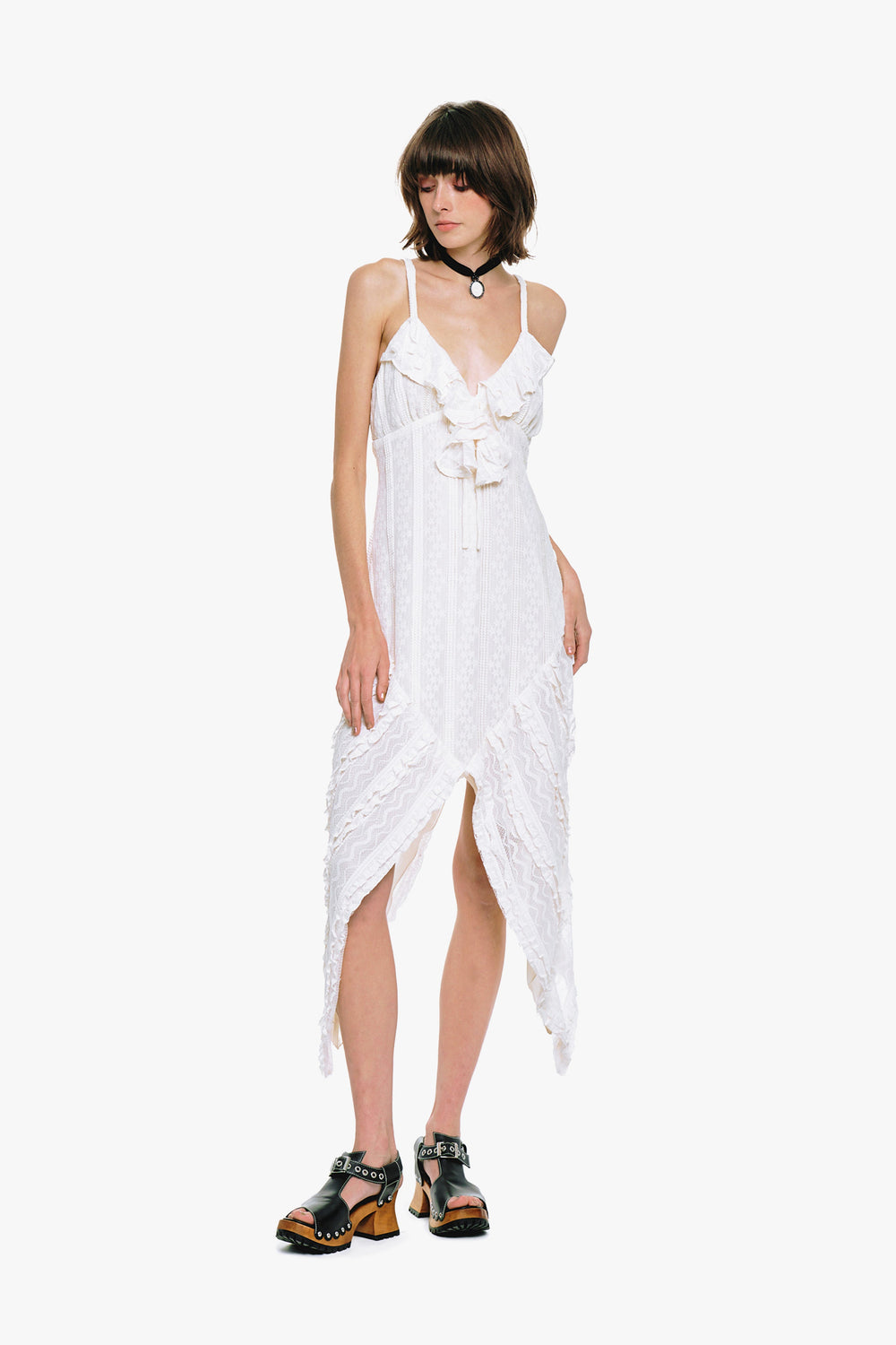 Floral Ruffle Stretch Lace Handkerchief Dress - Anna Sui Discount