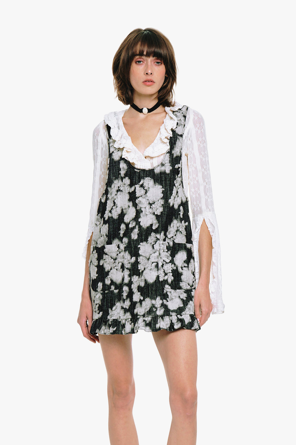 Rose Illusion Denim Ruffle Jumper - Anna Sui US