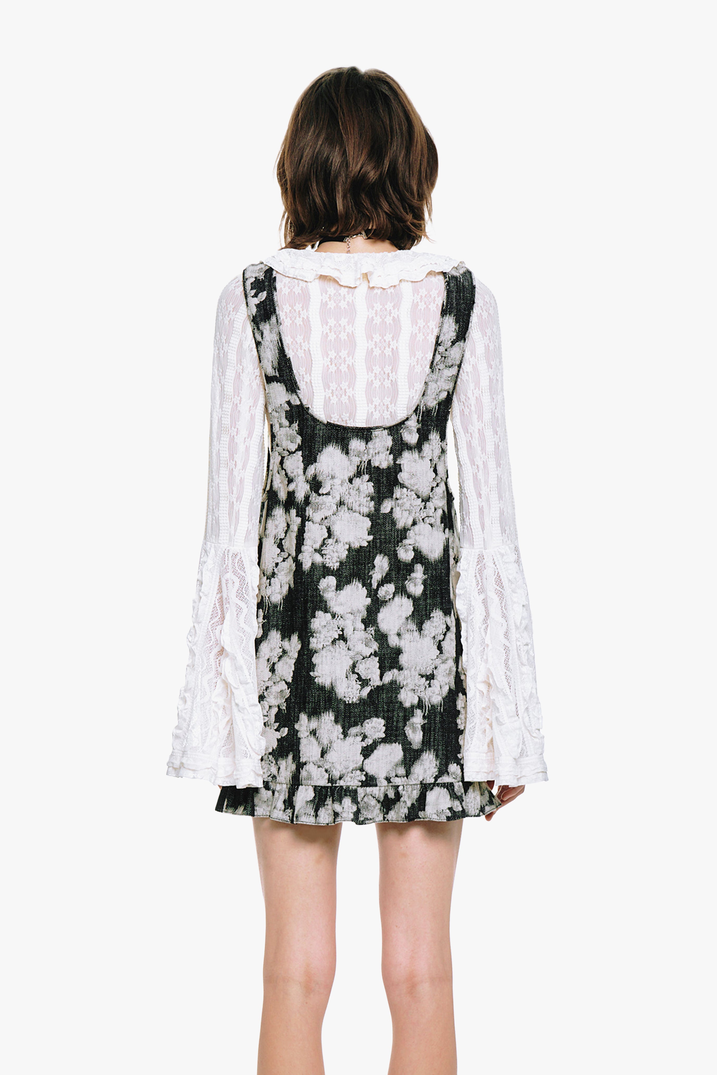 Rose Illusion Denim Ruffle Jumper - Anna Sui US