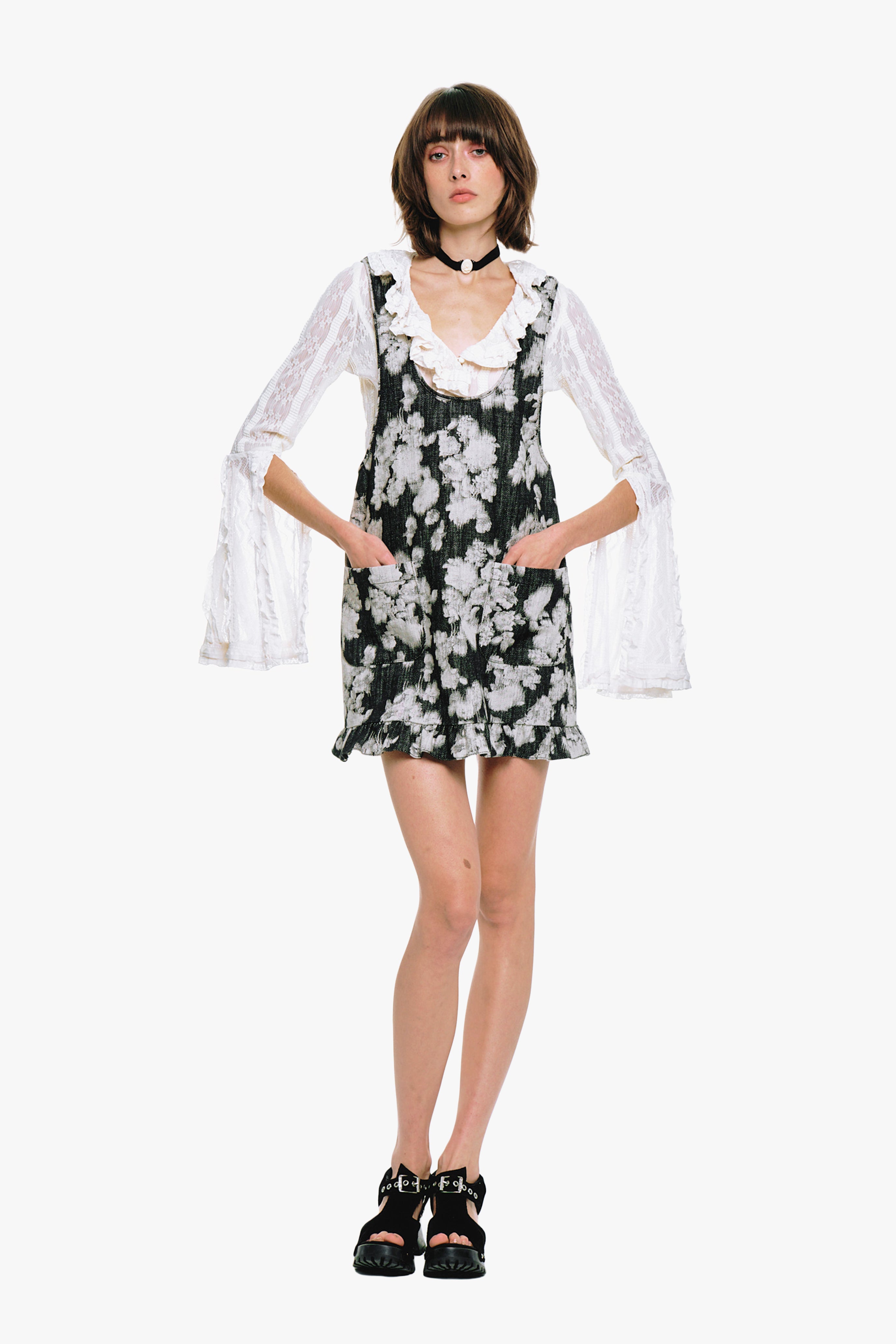 Rose Illusion Denim Ruffle Jumper - Anna Sui US
