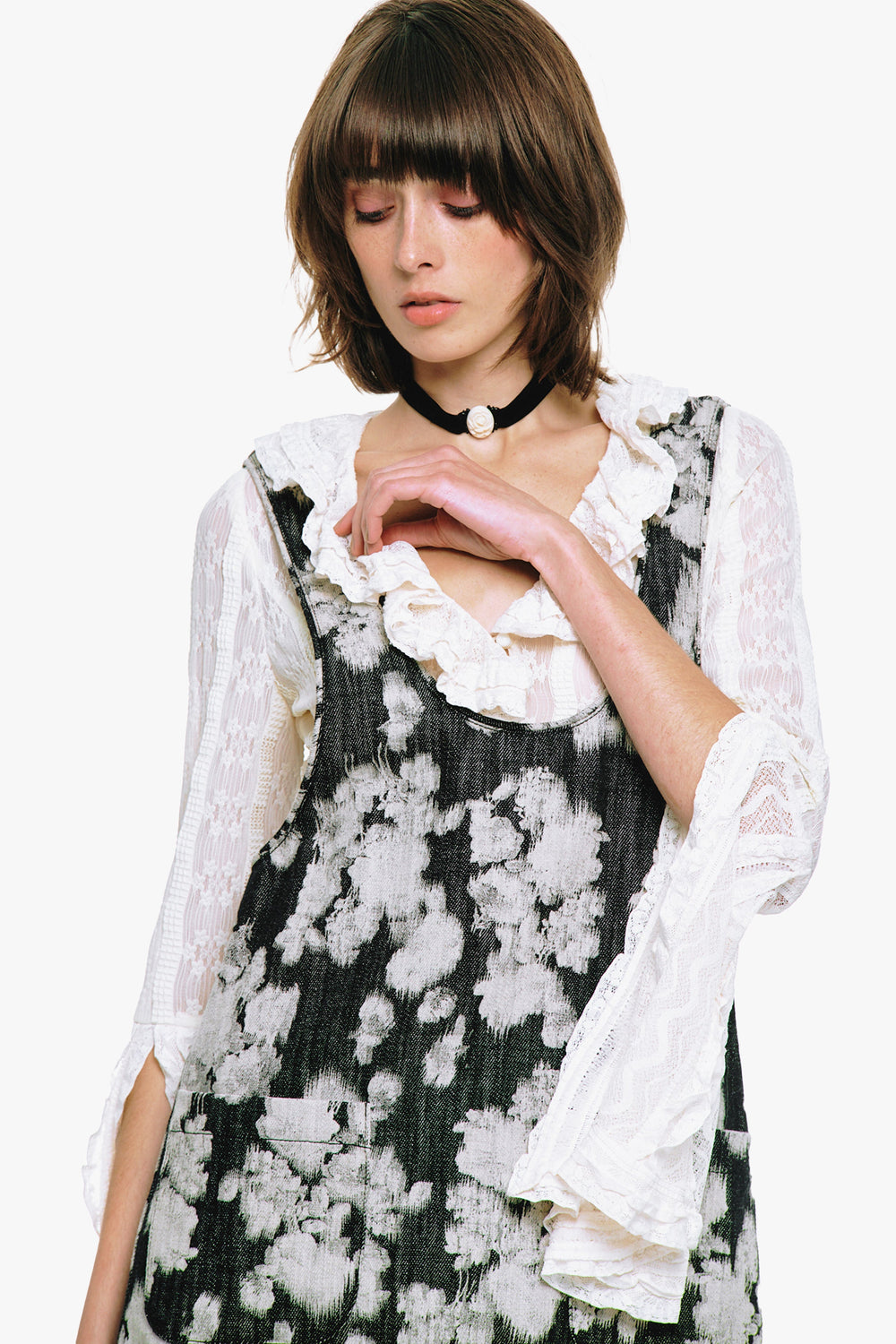 Rose Illusion Denim Ruffle Jumper - Anna Sui US