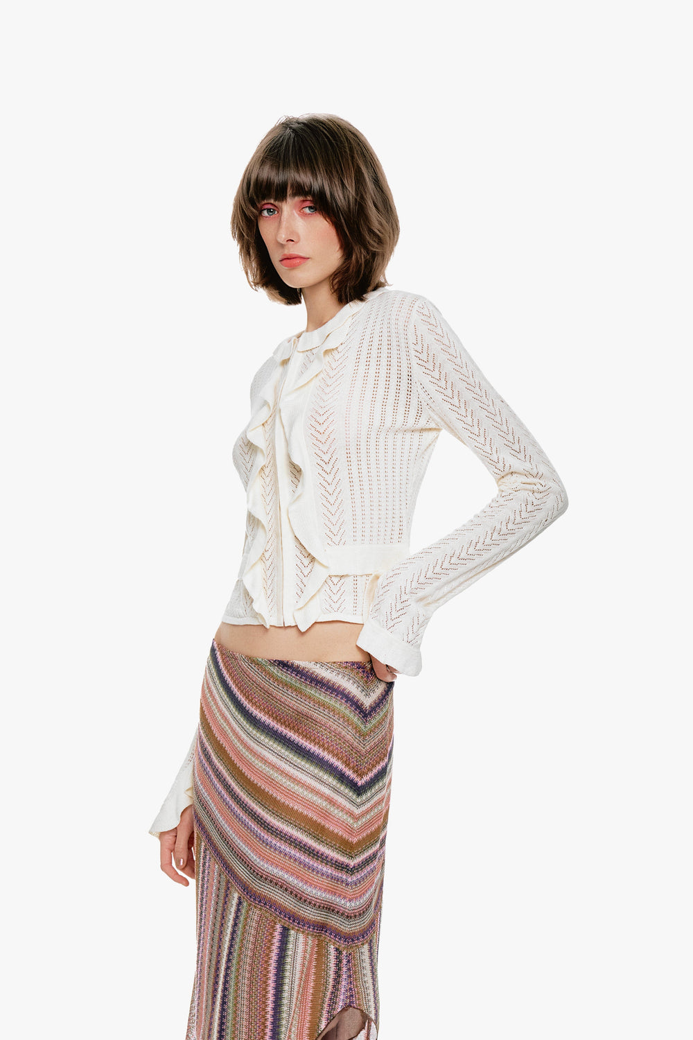 Victorian Pointelle Knitwear Cardigan - Cream - Anna Sui Discount